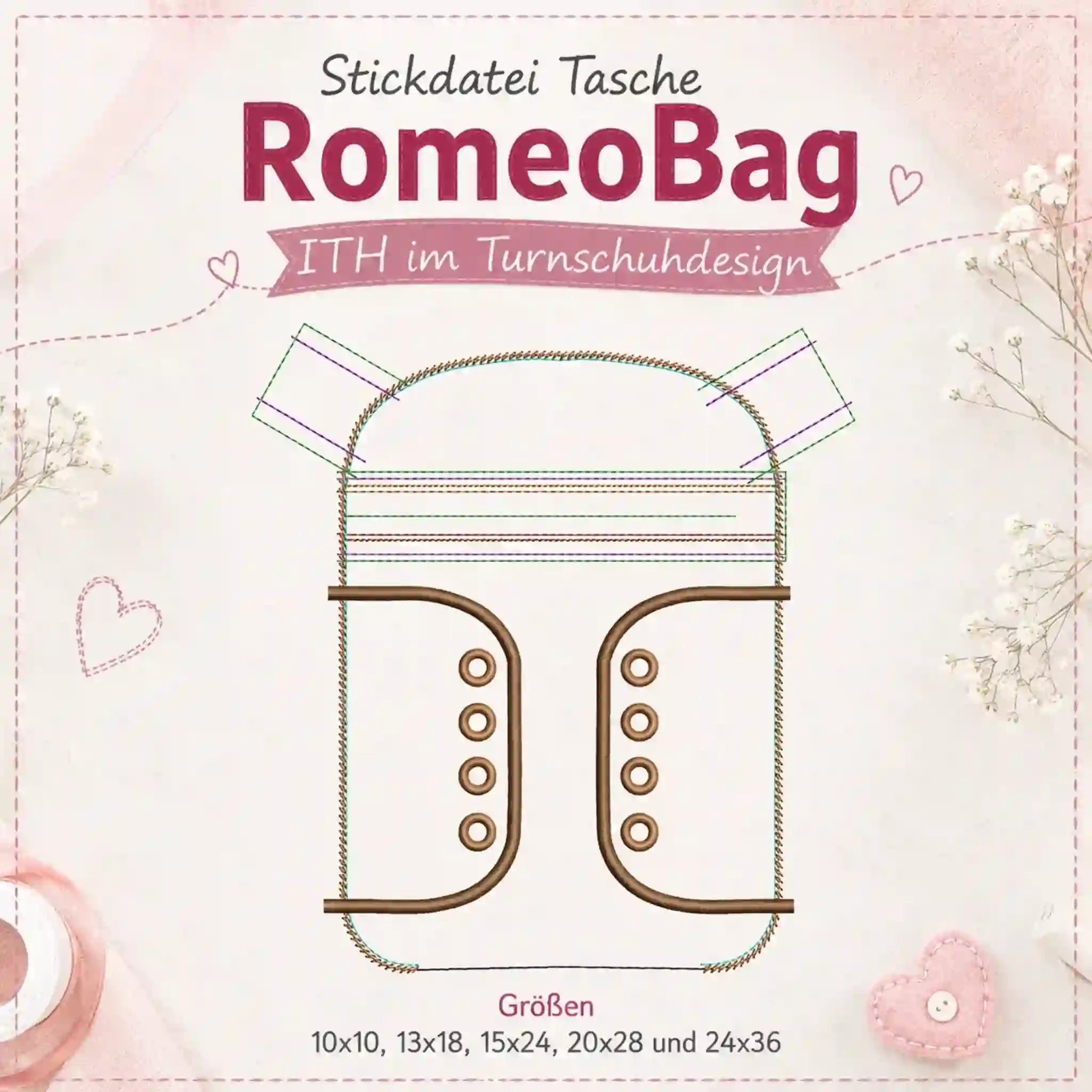 ITH Stickdatei Tasche RomeoBag - im Turnschuh-Design