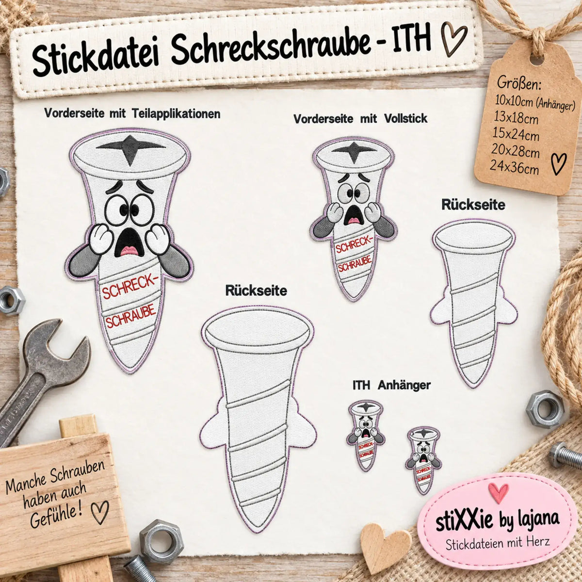 ITH Stickdatei Schreckschraube