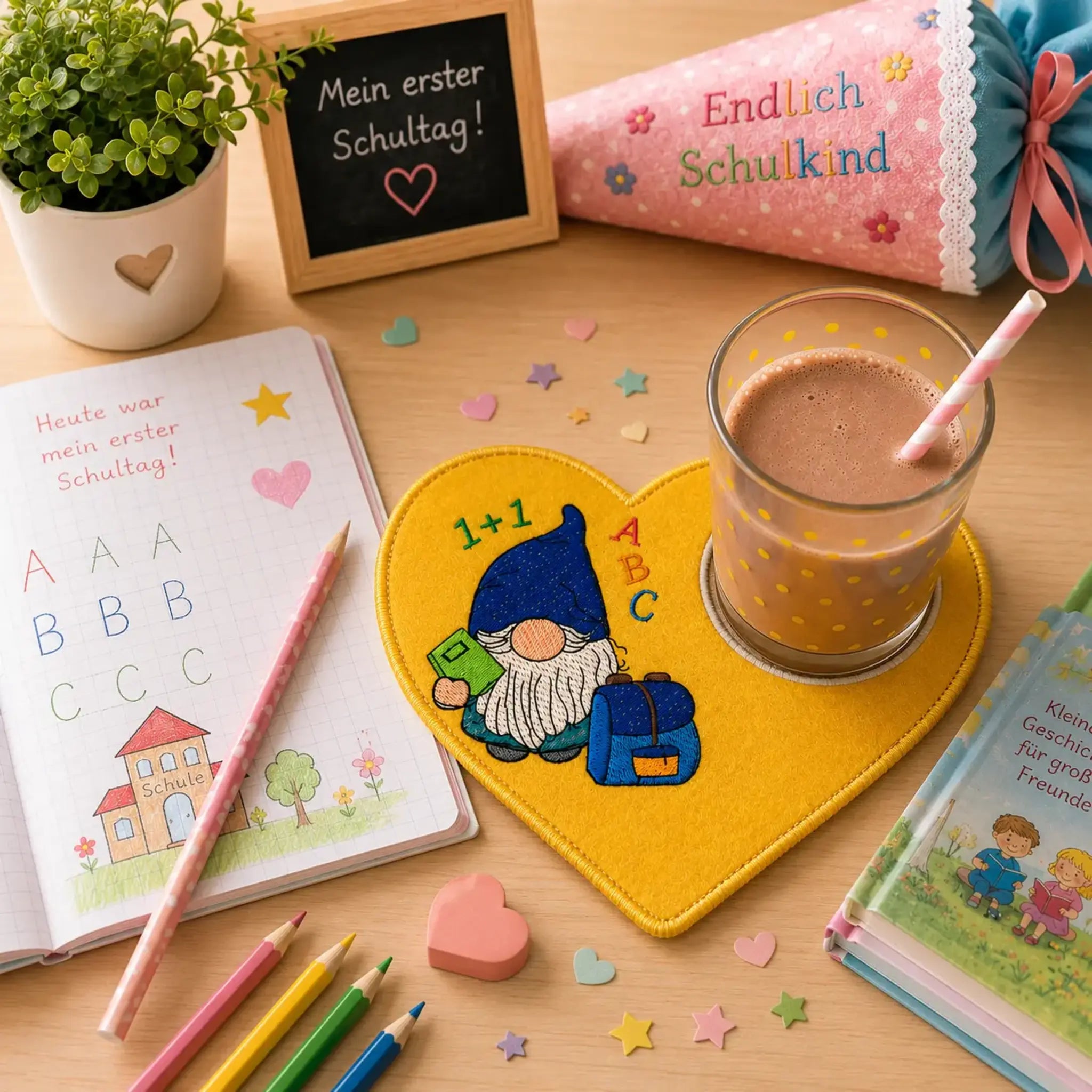 Schulwichtel Stickdatei ITH 🎒 – Stabfigur, Anhänger & Vollstick