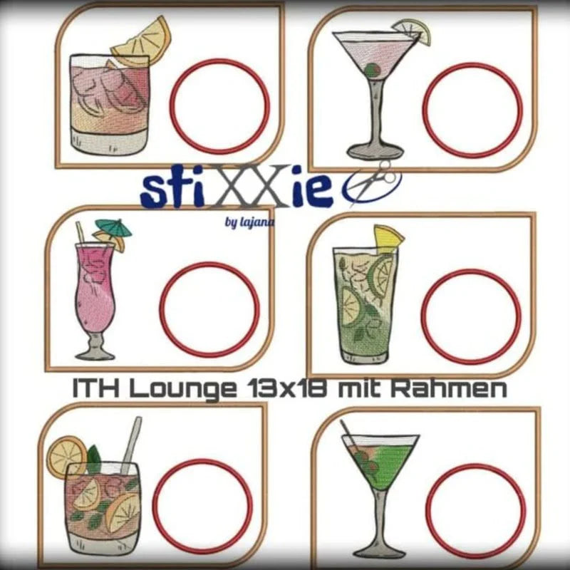 ITH Stickdatei Set Gläserlounge Cocktails und Solos von stiXXie by lajana