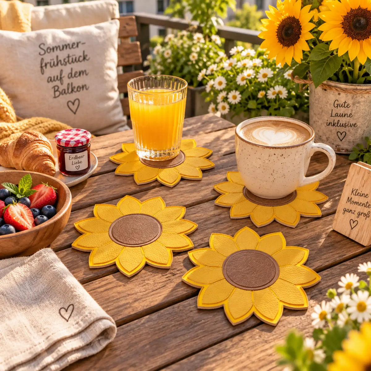 ITH Stickdatei Sonnenblume Untersetzer und Anhänger