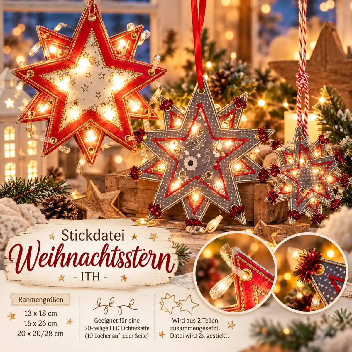 ITH Stickdatei Weihnachtsstern