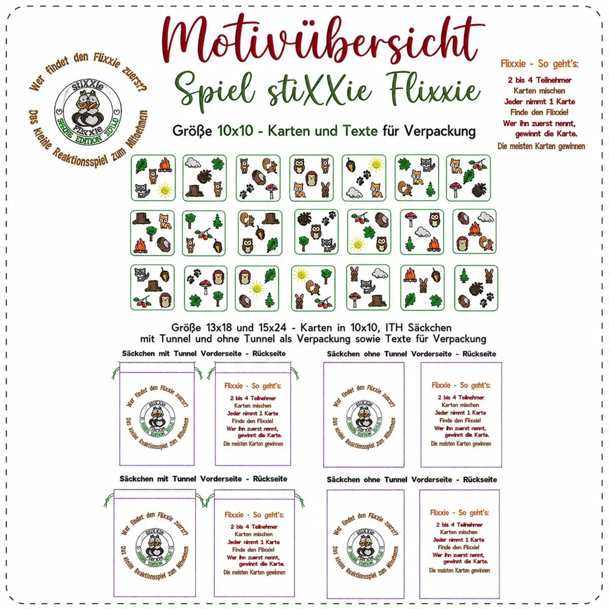 Spiel stiXXie Flixxie - ITH Stickdatei