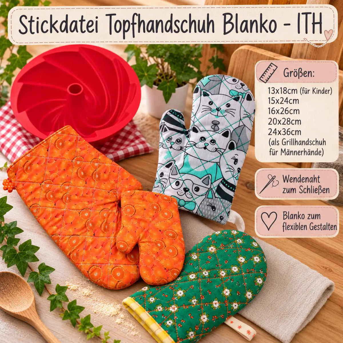 ITH Stickdatei Topfhandschuh – Blanko