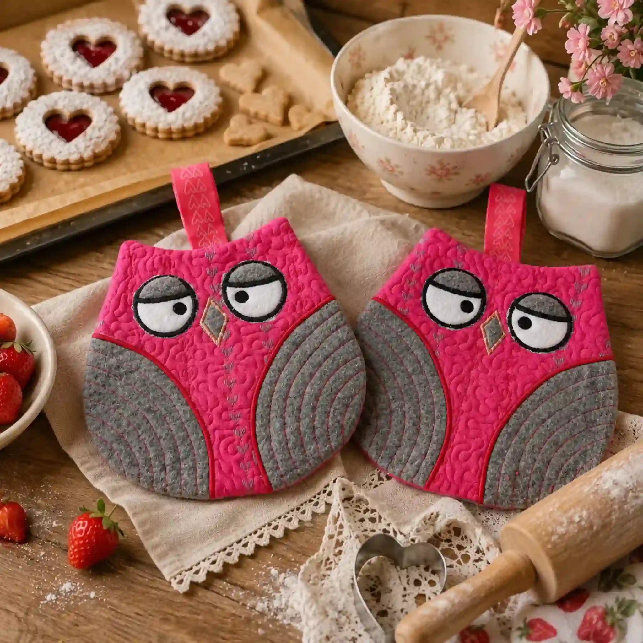 ITH Stickdatei Topflappen Eule