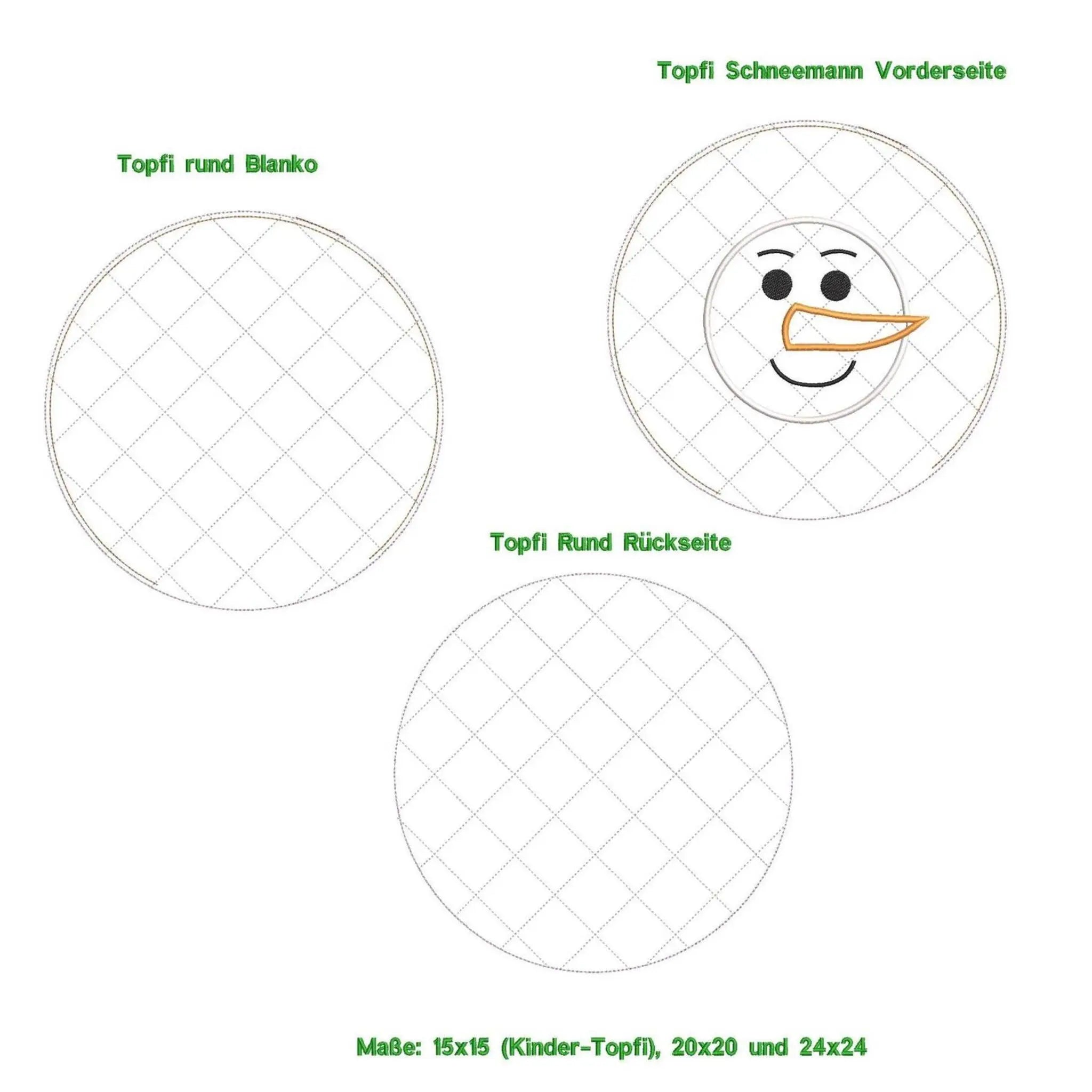 ITH Stickdatei Topfi Schneemann rund