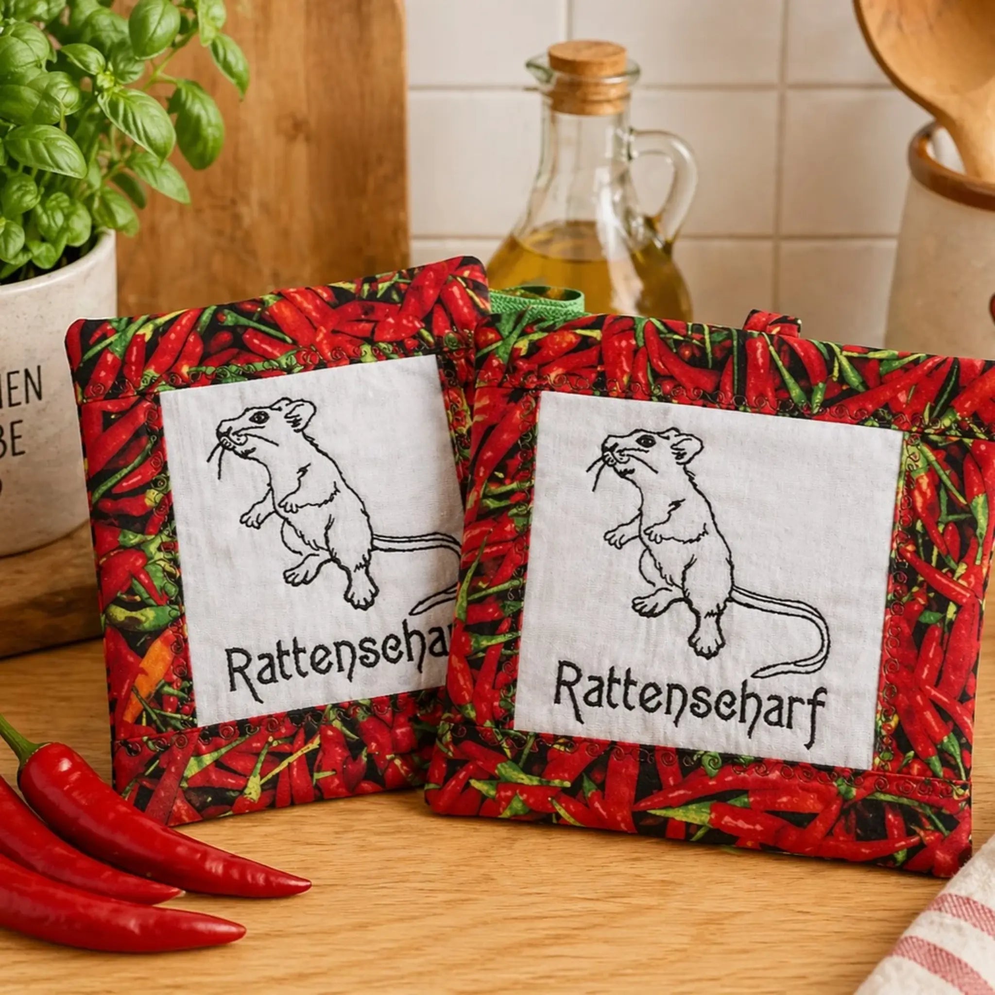 ITH Stickdatei Topflappen Patchwork 🧵🍀 – 2 Größen | In-the-Hoop