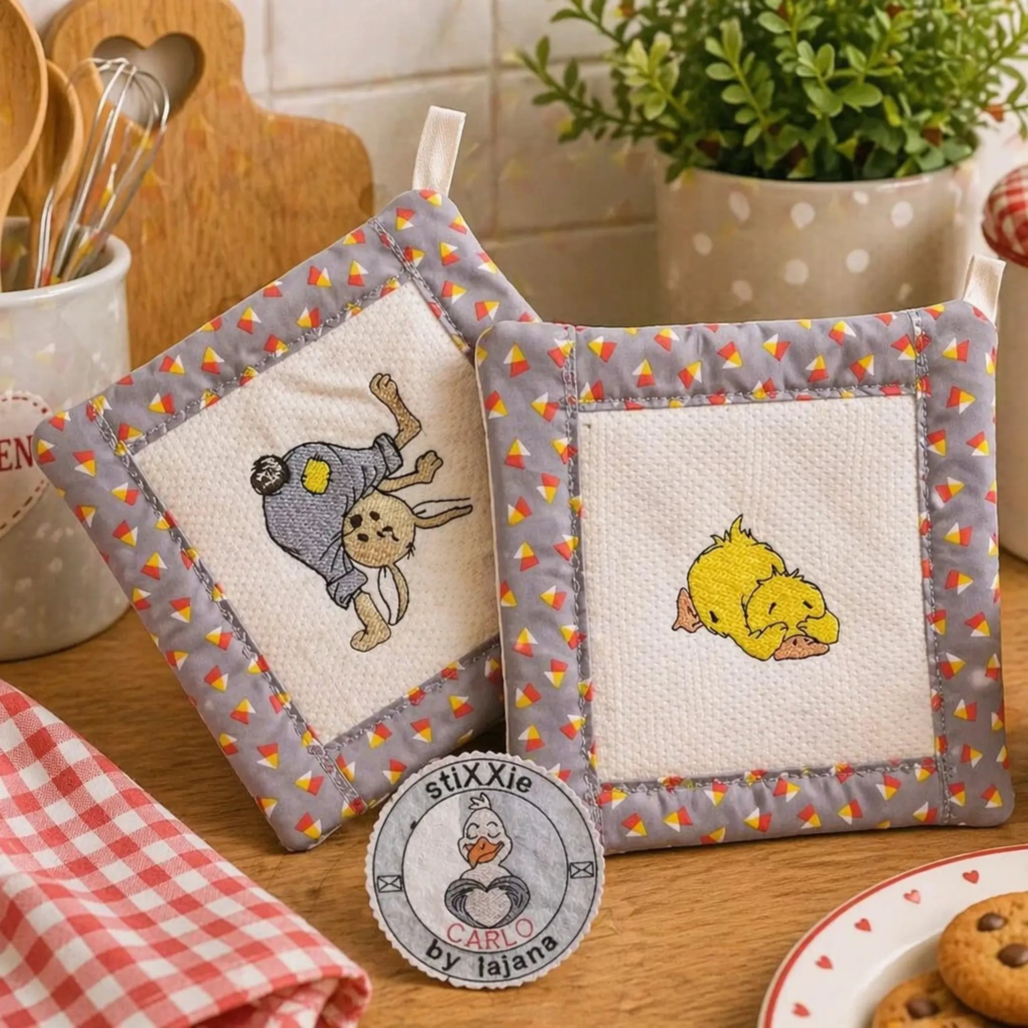 ITH Stickdatei Topflappen Patchwork 🧵🍀 – 2 Größen | In-the-Hoop