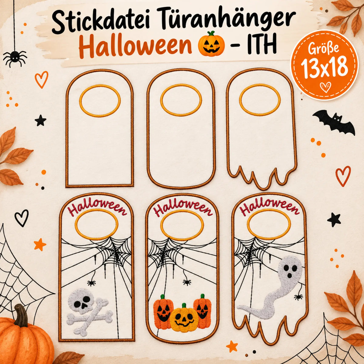 ITH Stickdatei Türanhänger Halloween 6-er