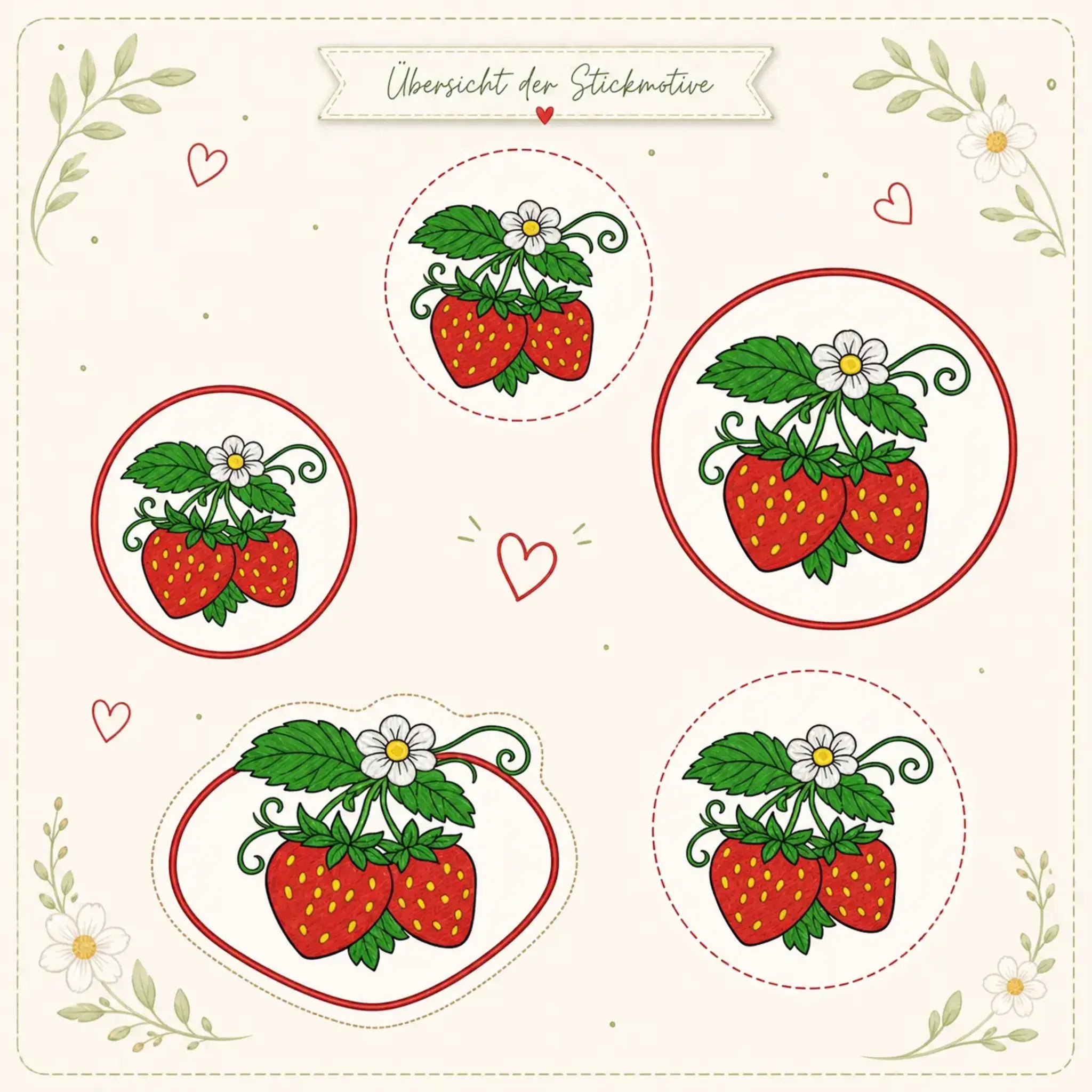 Stickdatei Erdbeerliebe 🍓 – Das große Erdbeer-Bundle