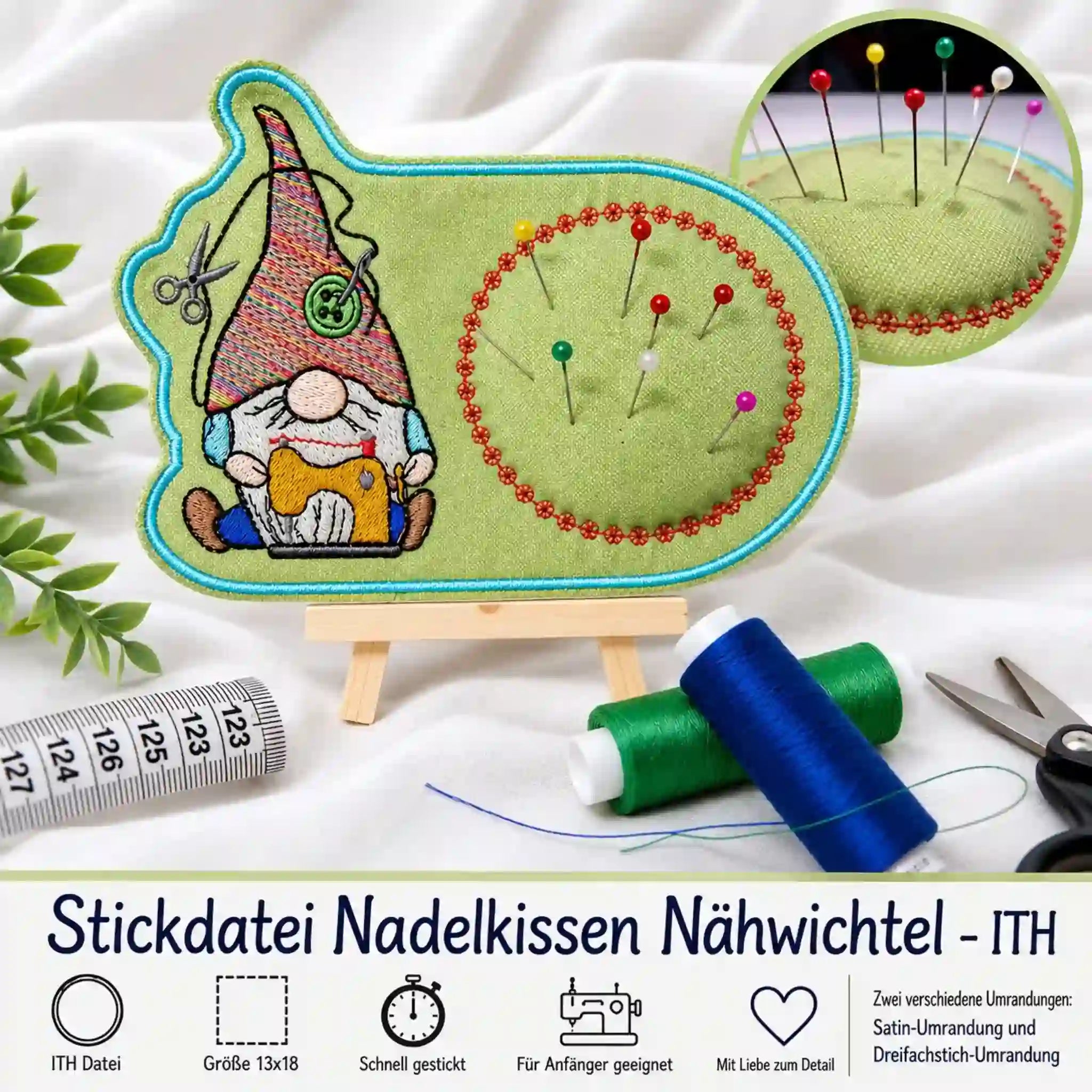 ITH Stickdatei Nadelkissen Nähwichtel