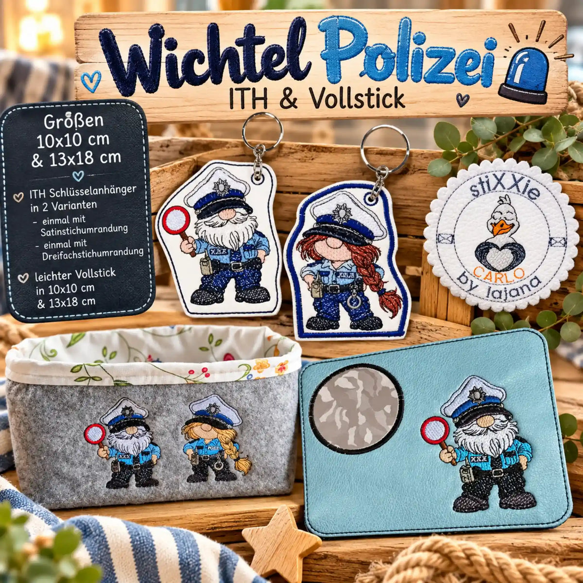ITH Stickdatei Wichtel Polizei