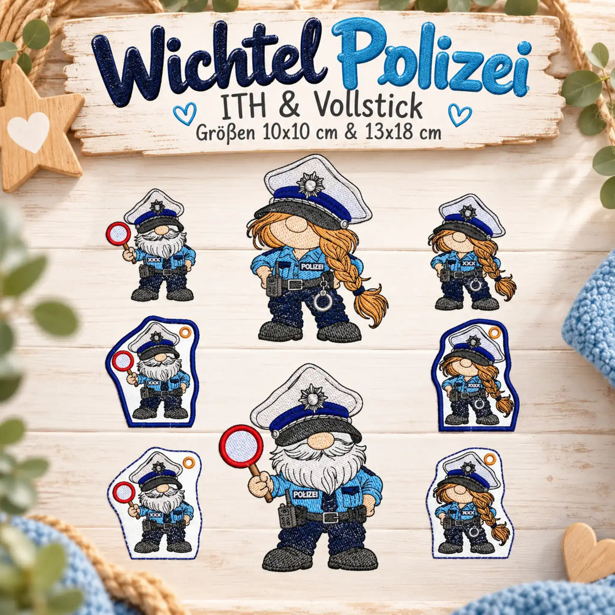 ITH Stickdatei Wichtel Polizei