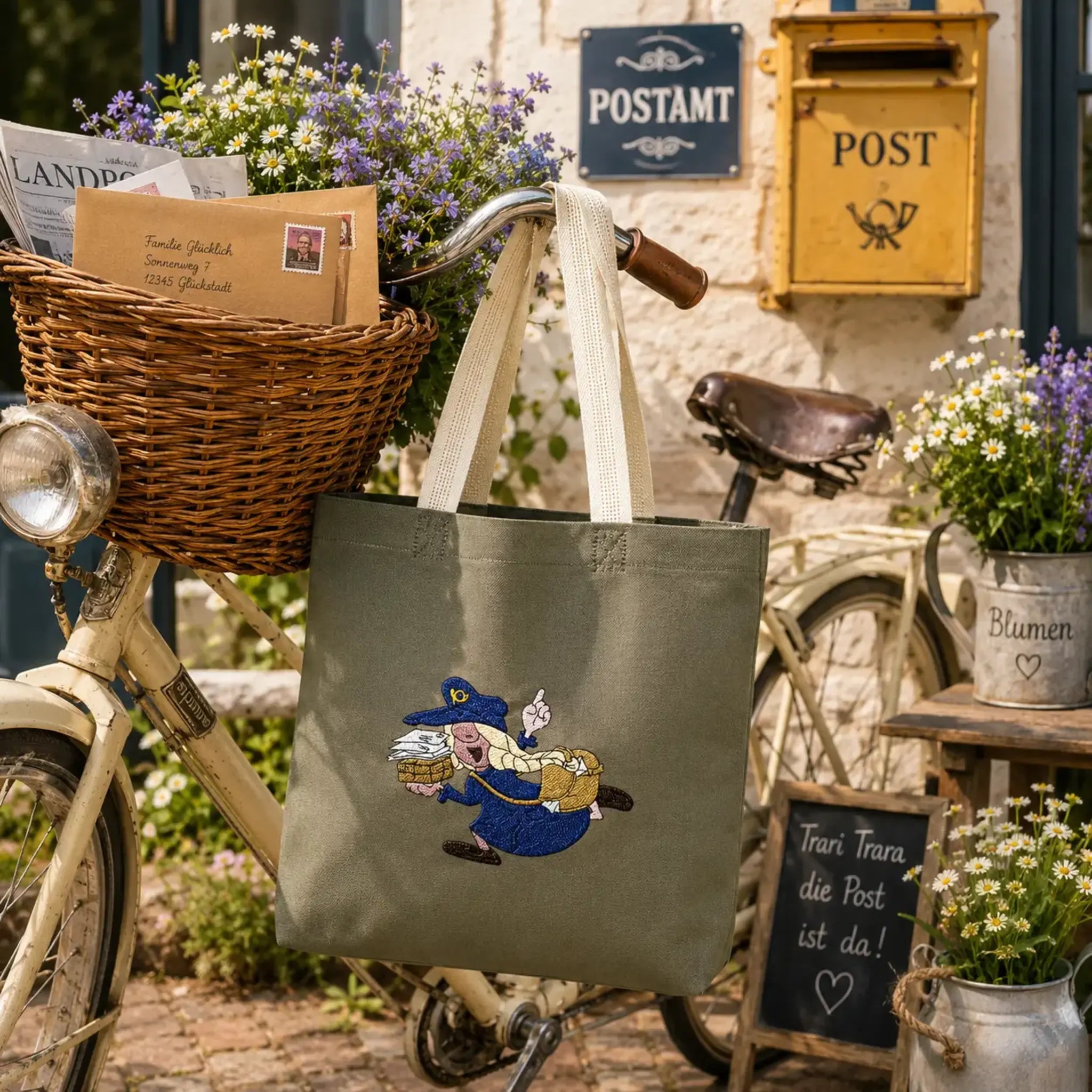 ITH Stickdatei Wichtel und Wichteline Postbote