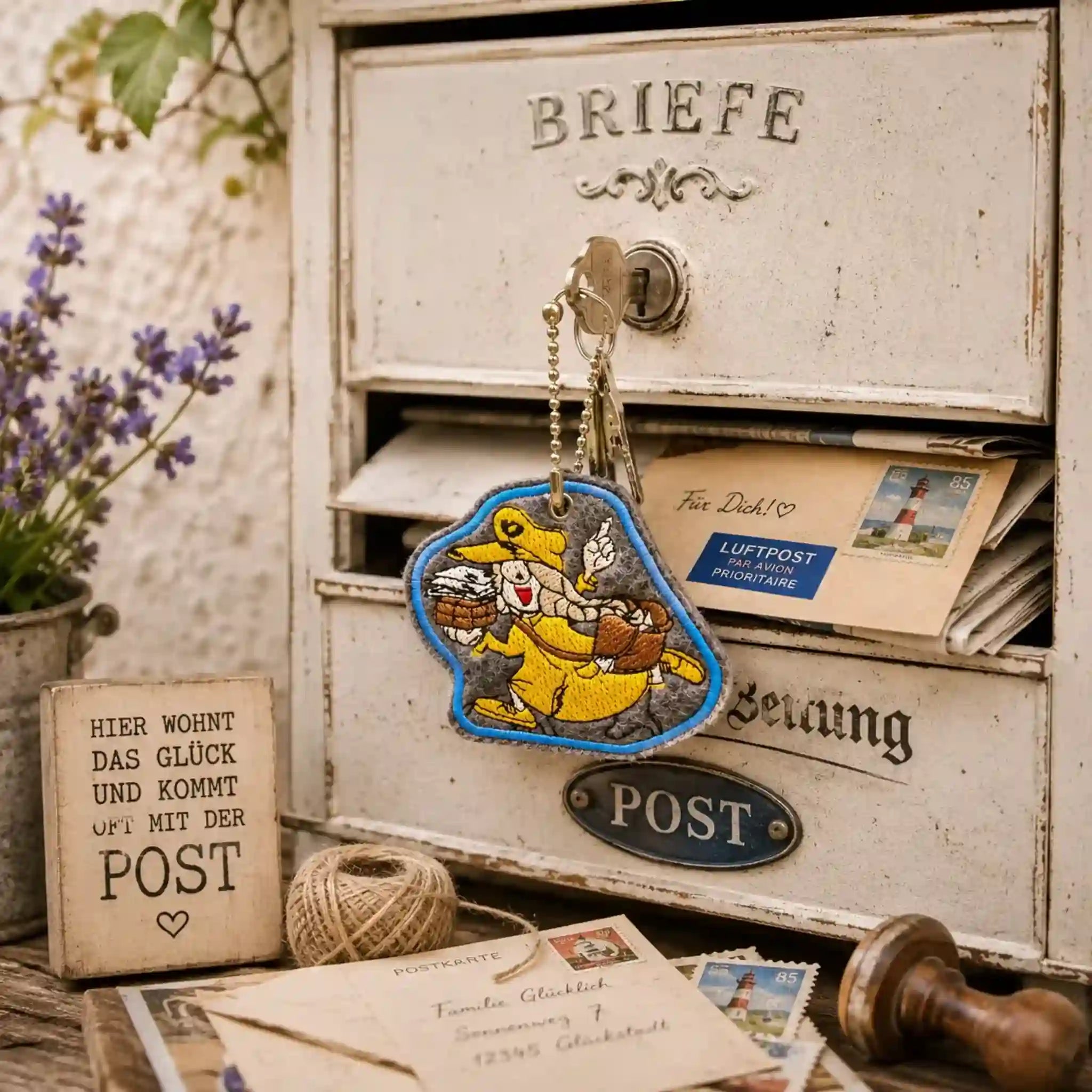 ITH Stickdatei Wichtel und Wichteline Postbote