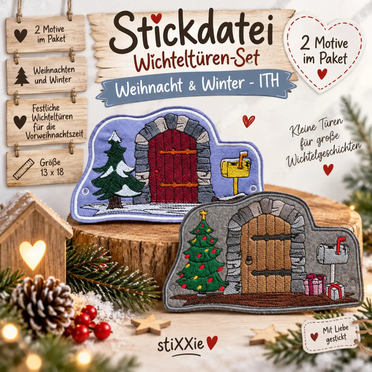ITH Stickdatei Wichteltüren Weihnacht Winter