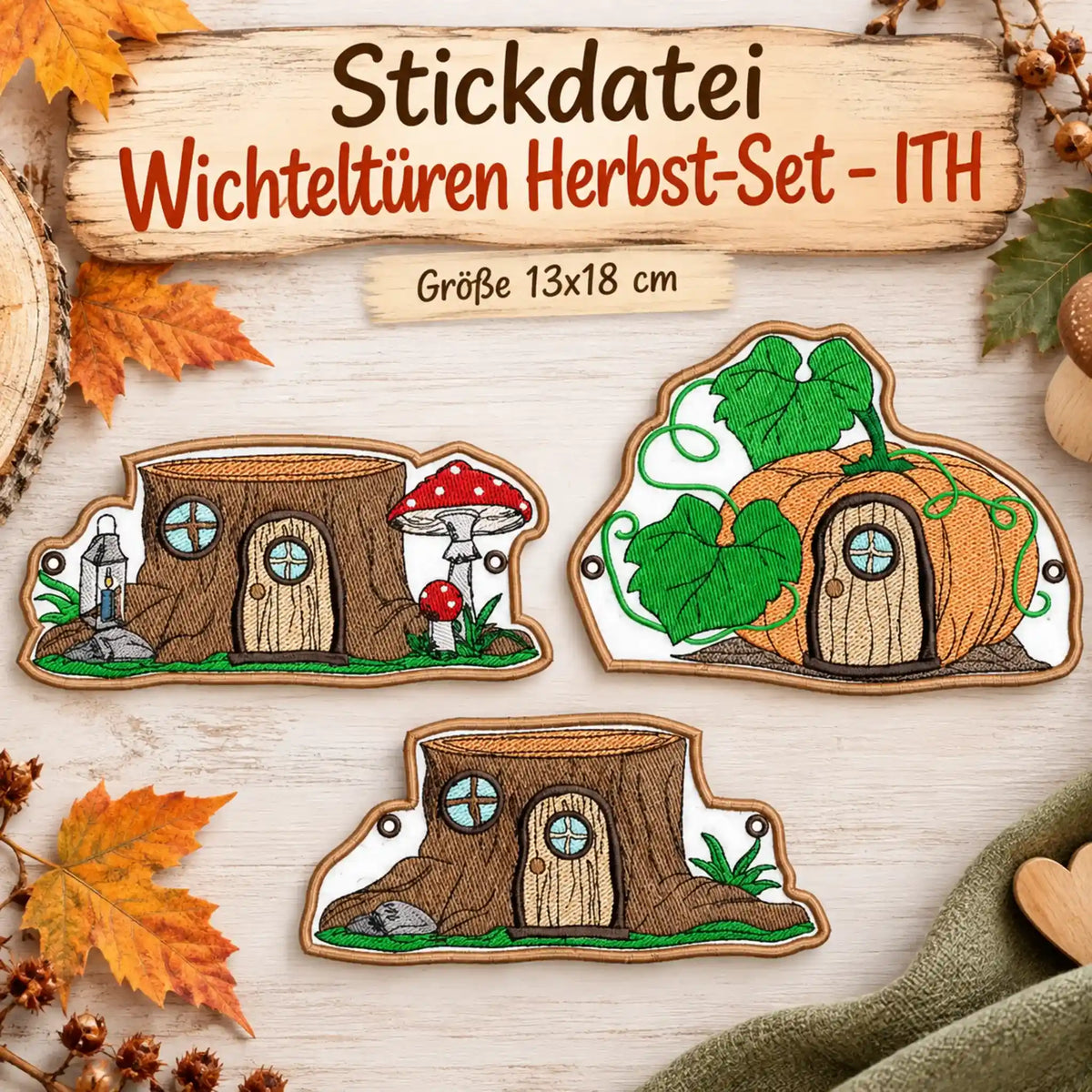 ITH Stickdatei Wichteltüren Herbst