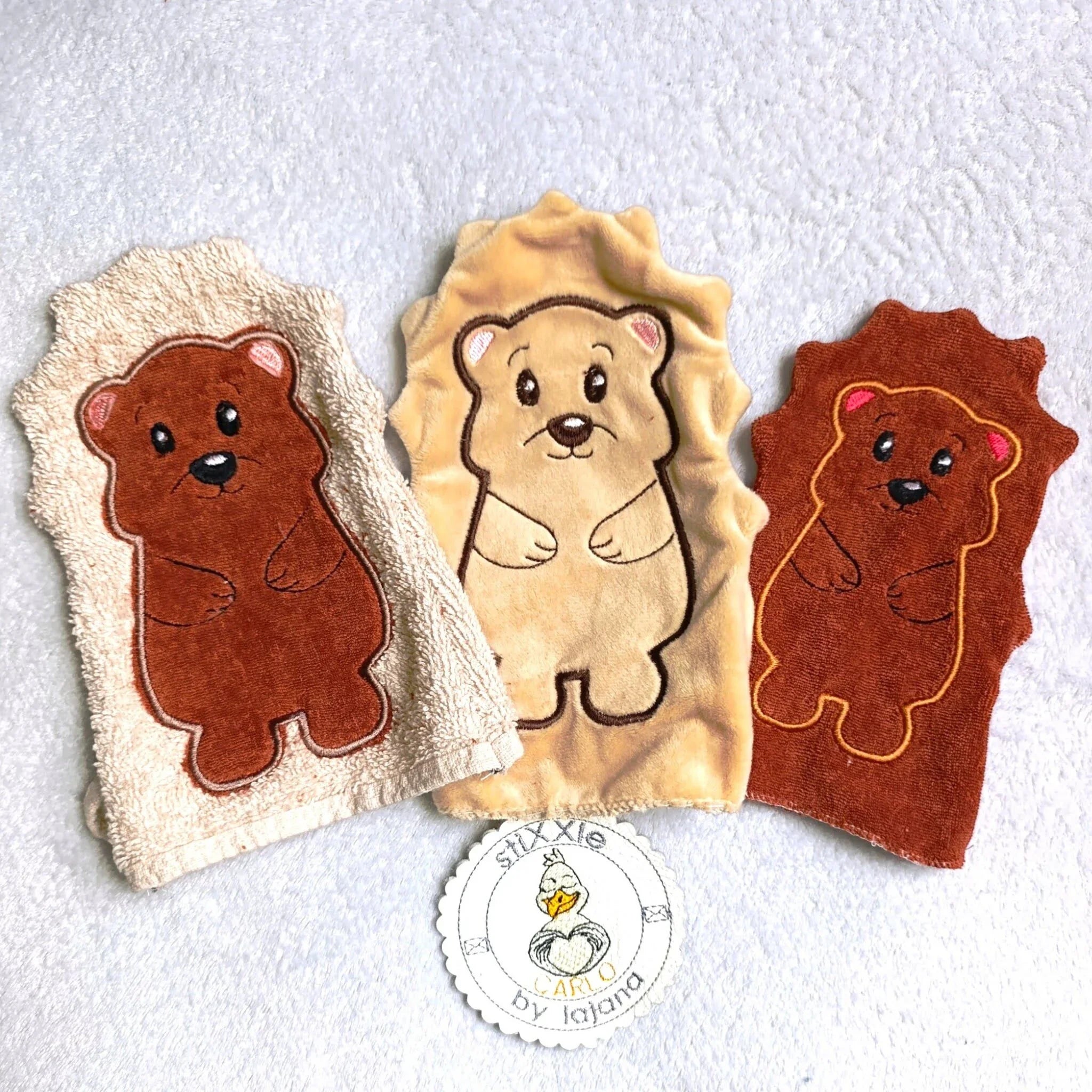 ITH Stickdatei Waschlappen Tiere