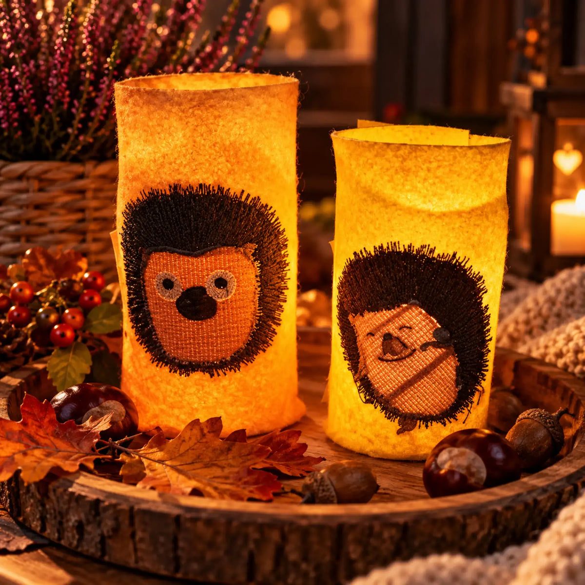 Stickdatei Igel Fredi 3-er Set – Niedliche Herbst-Motive