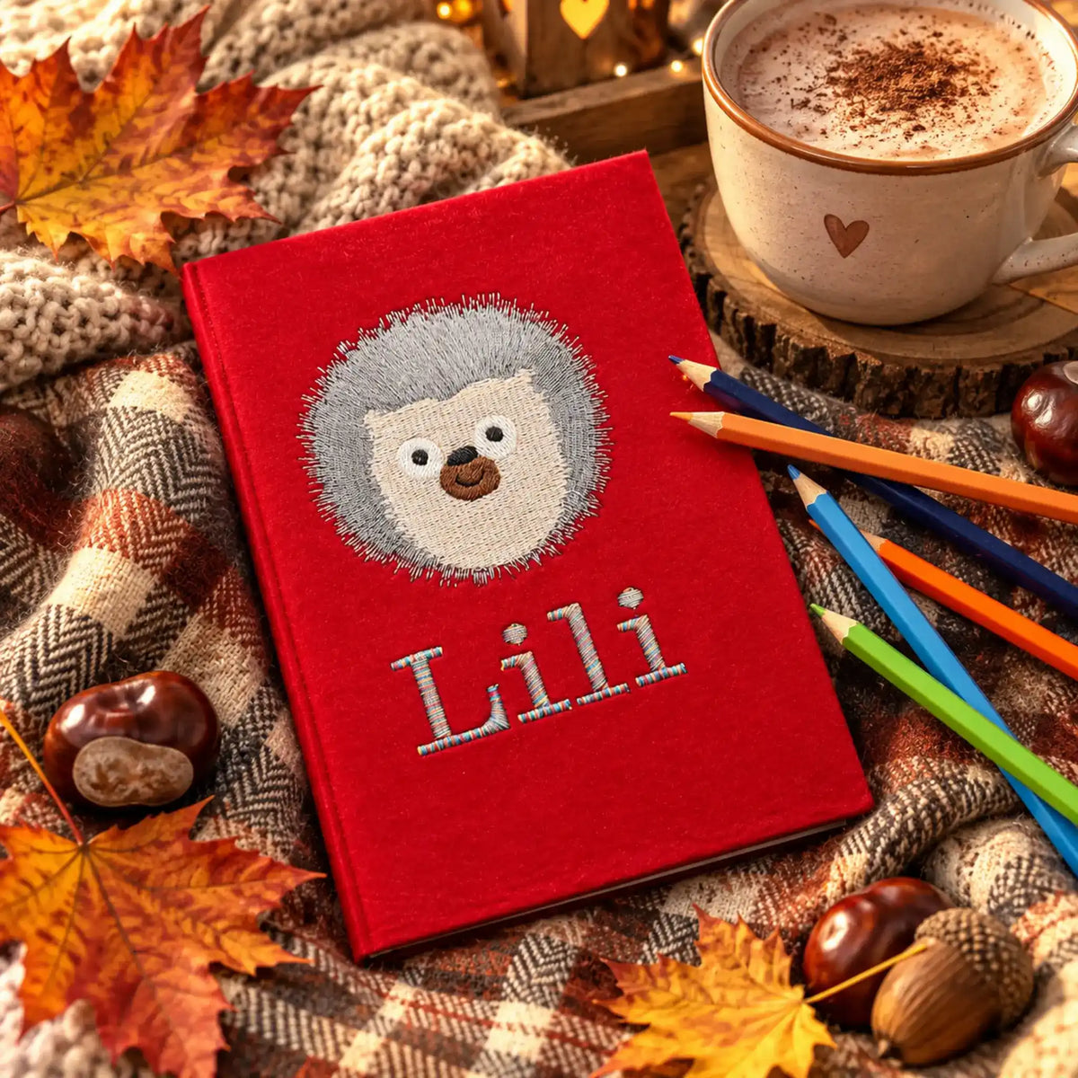 Stickdatei Igel Fredi 3-er Set – Niedliche Herbst-Motive