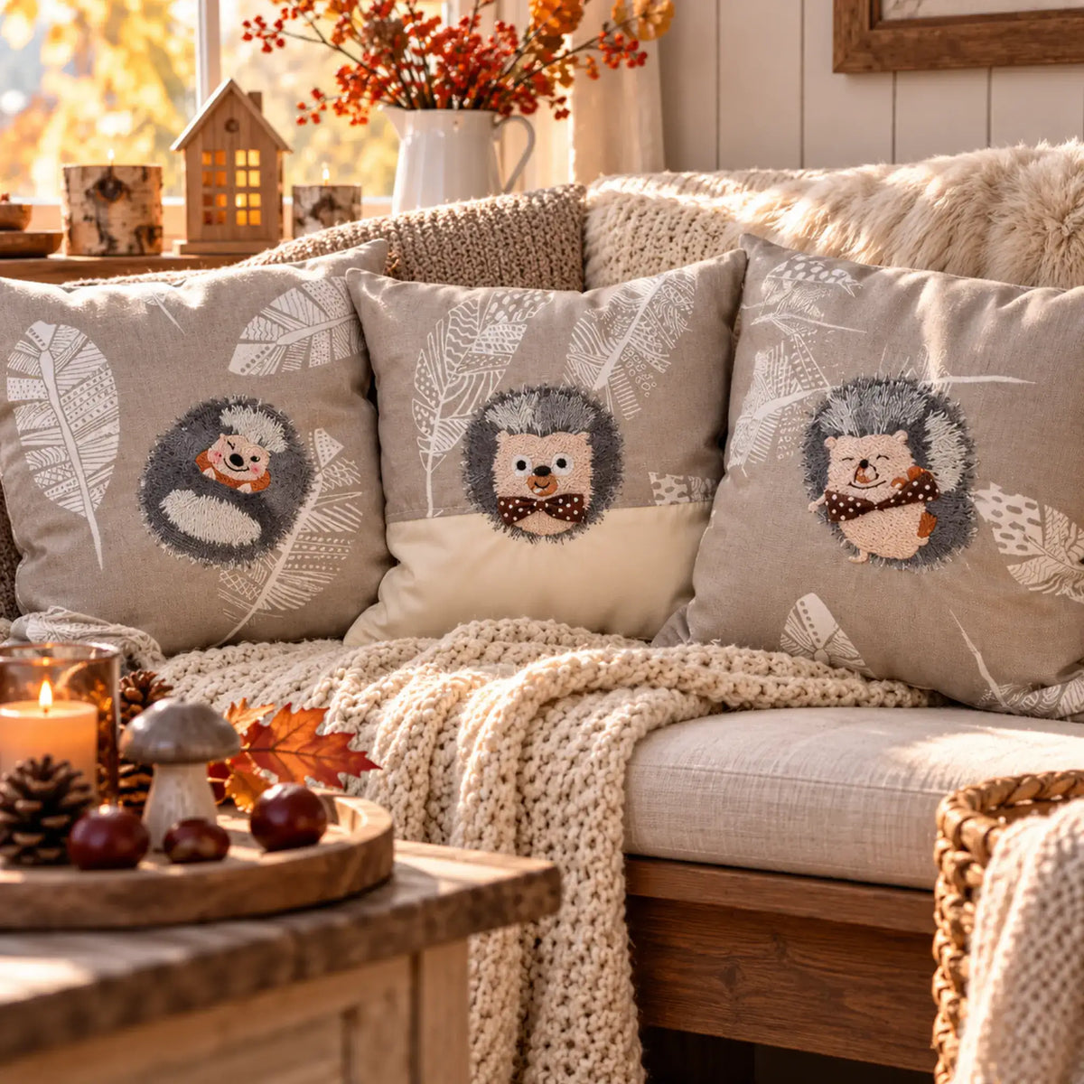 Stickdatei Igel Fredi 3-er Set – Niedliche Herbst-Motive