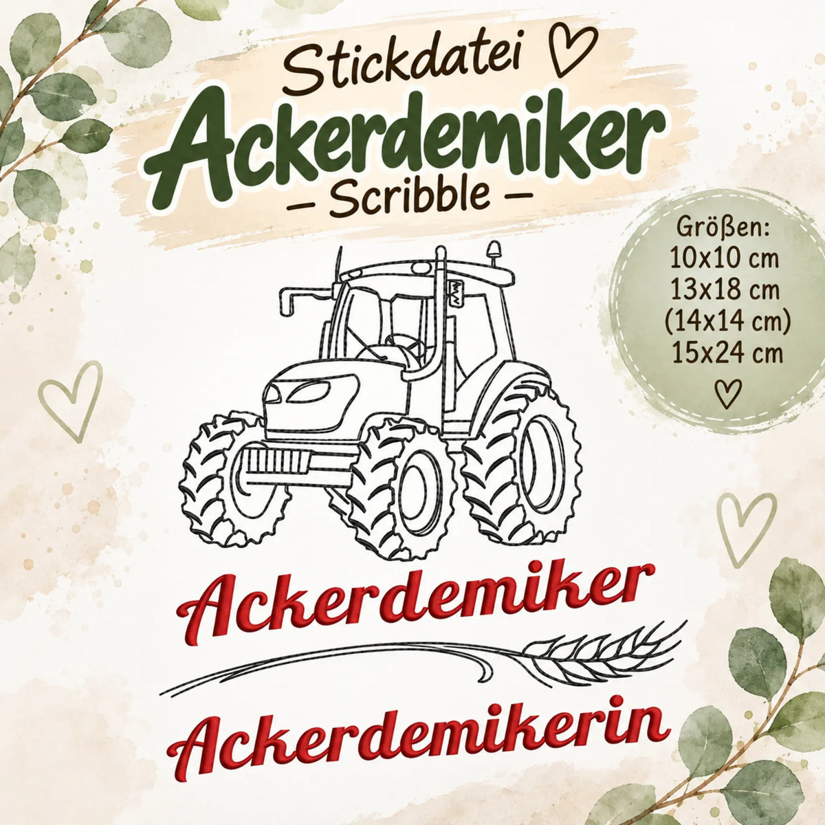 Stickdatei Ackerdemiker - Scribble mit Schriftzügen