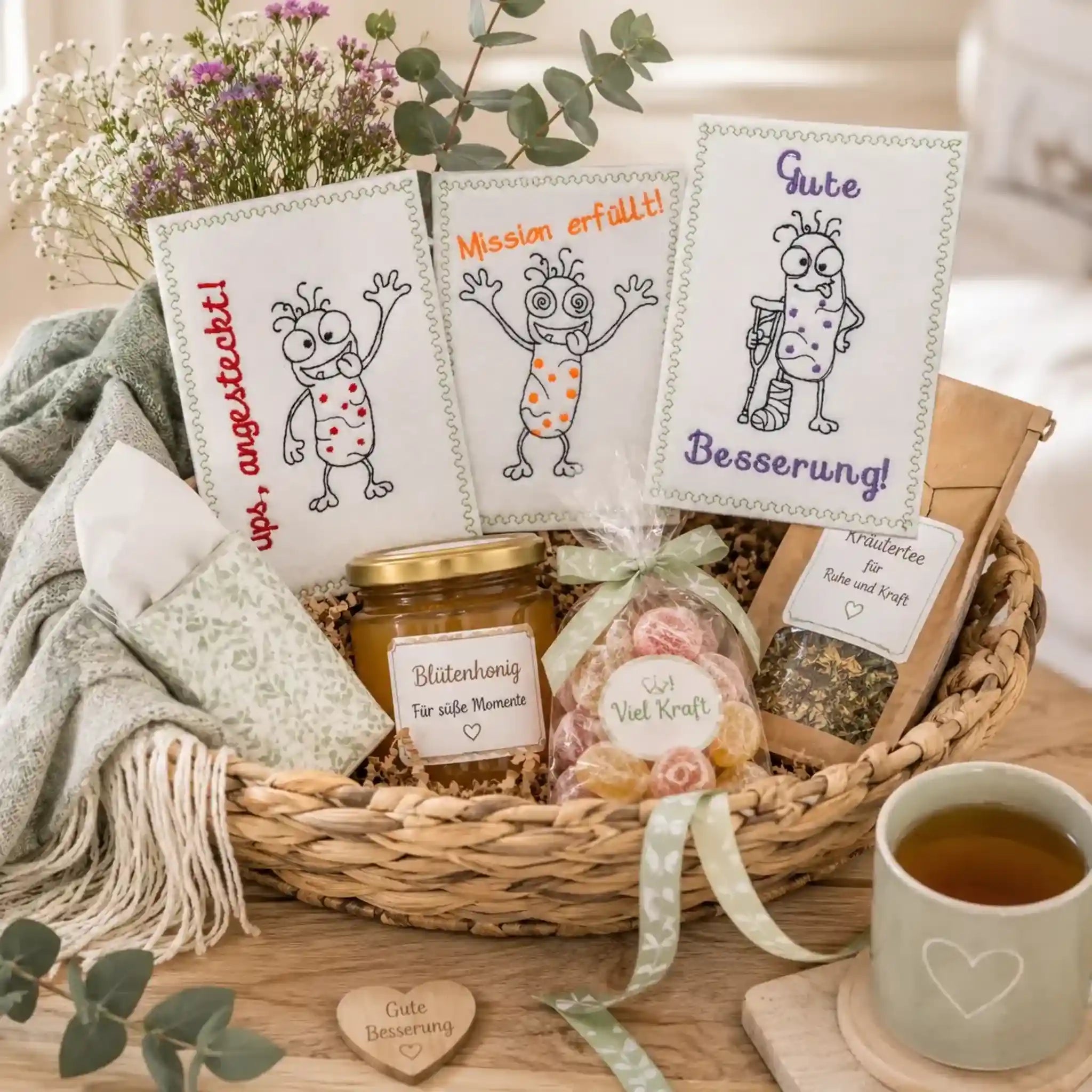 Stickdatei BAZI, die Bazille mit Sprüchen