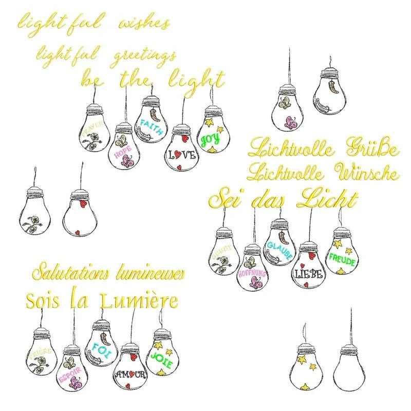 Stickdatei Glühbirnen Be the Light