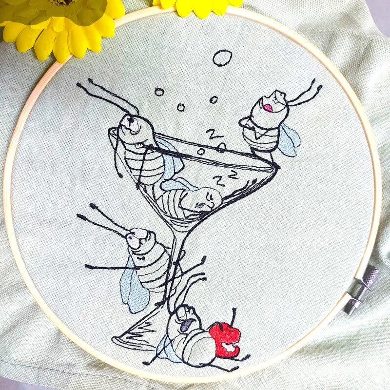 Stickdatei Bees have fun - Bienen haben Spaß