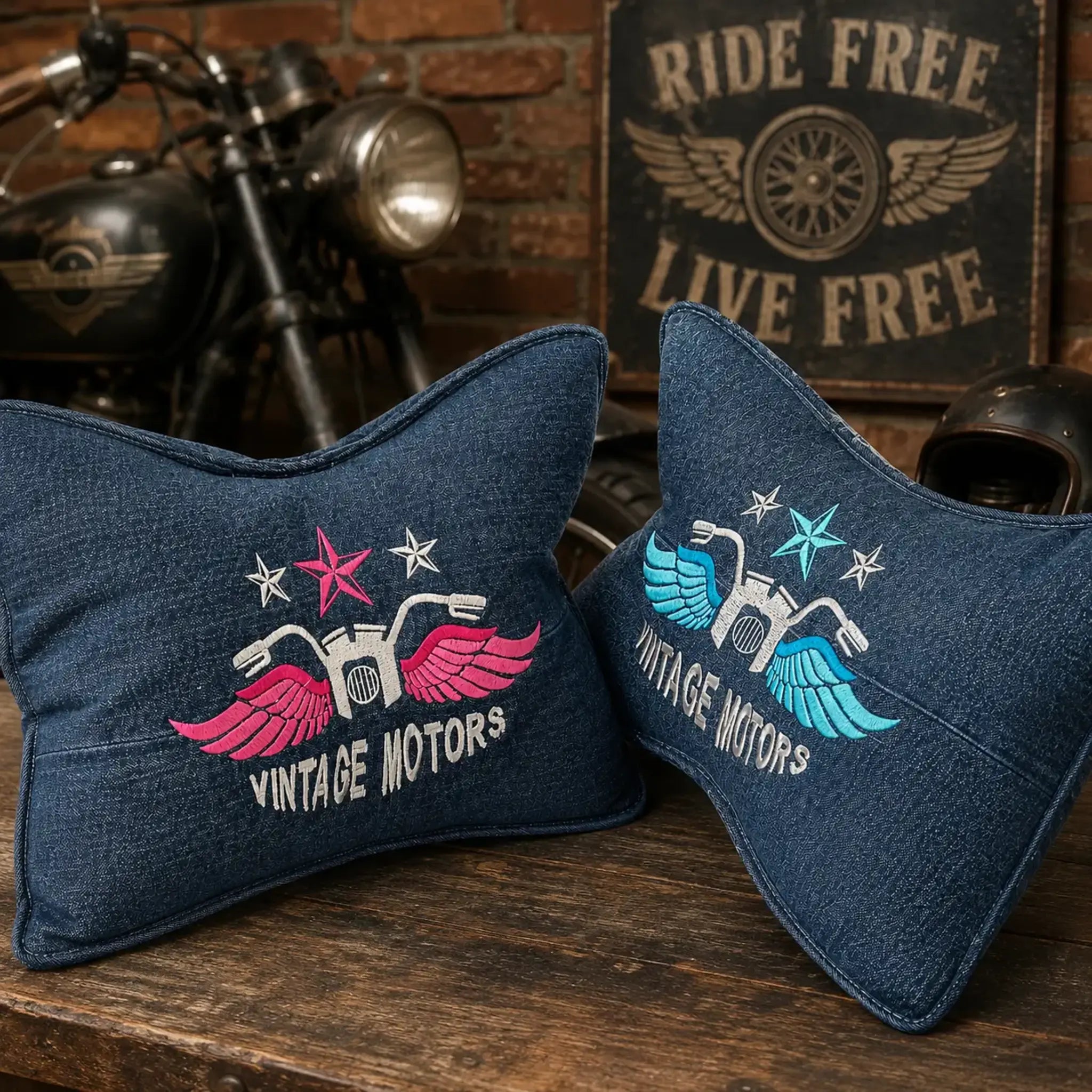 Stickdatei Biker Vintage 🏍️ – Vollstick-Motiv für Freiheitsliebhaber