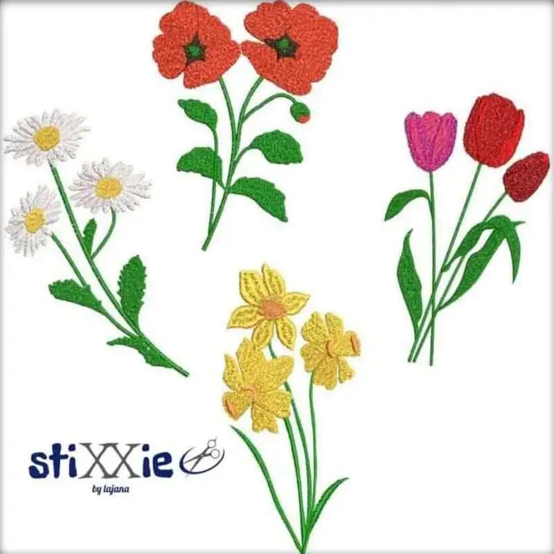 Stickdatei Blumen Set 4-er von stiXXie by lajana