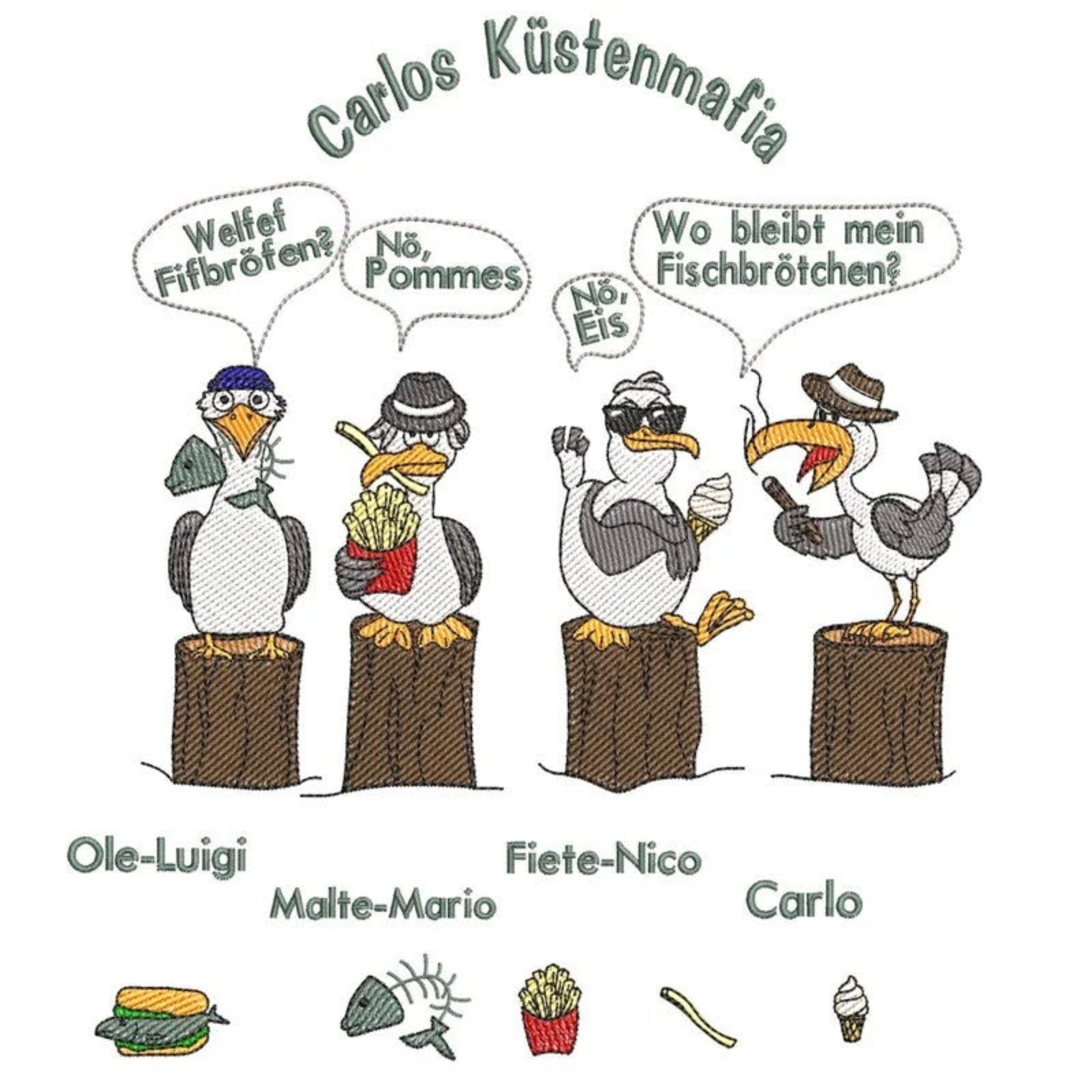 ITH Stickdatei Möwe Carlos Küstenmafia