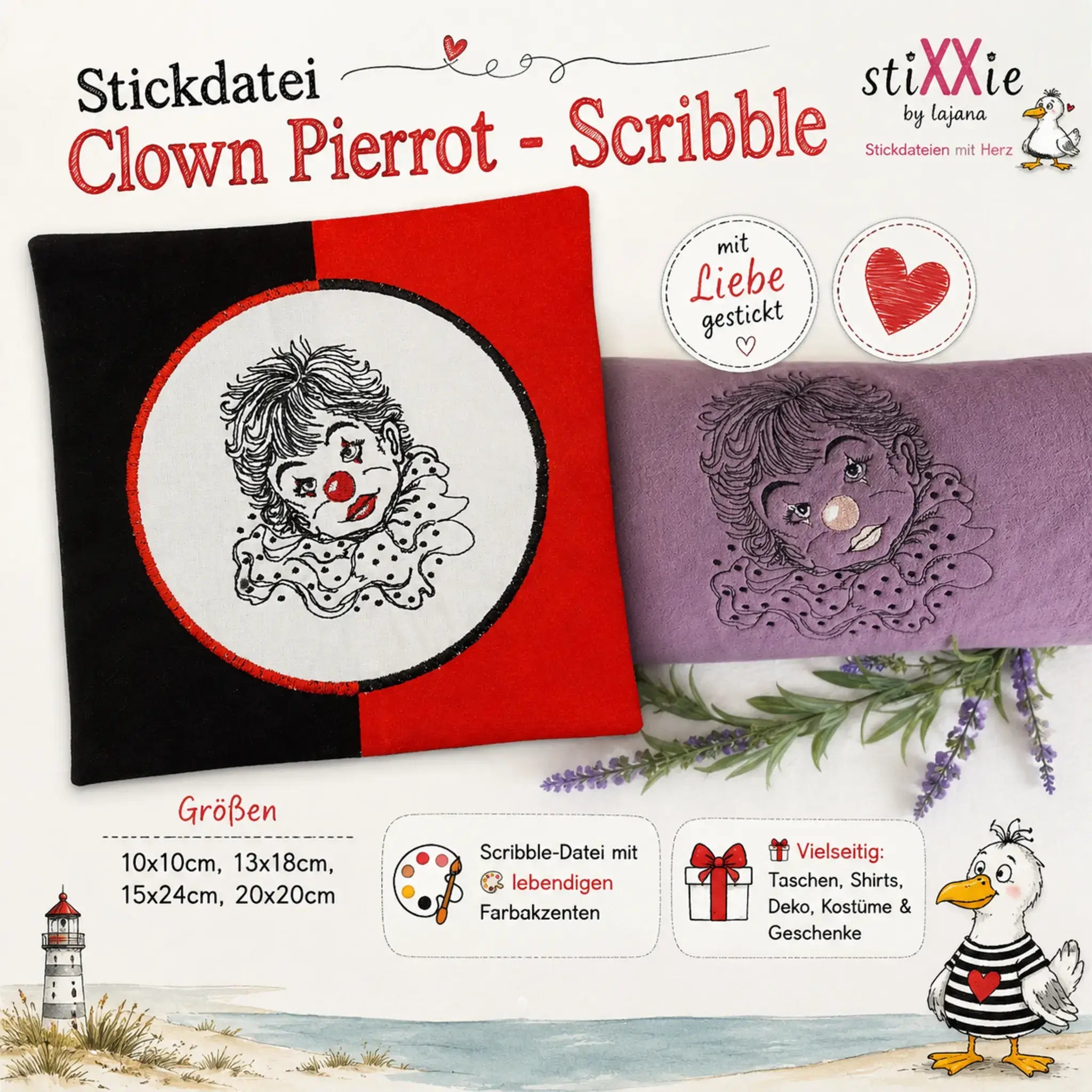 Stickdatei Clown Pierrot
