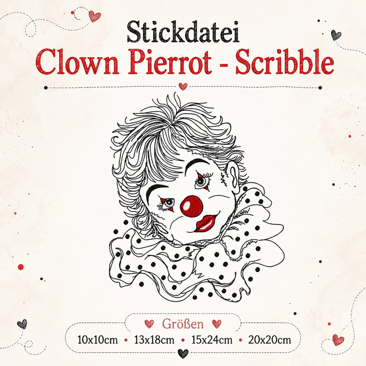 Stickdatei Clown Pierrot