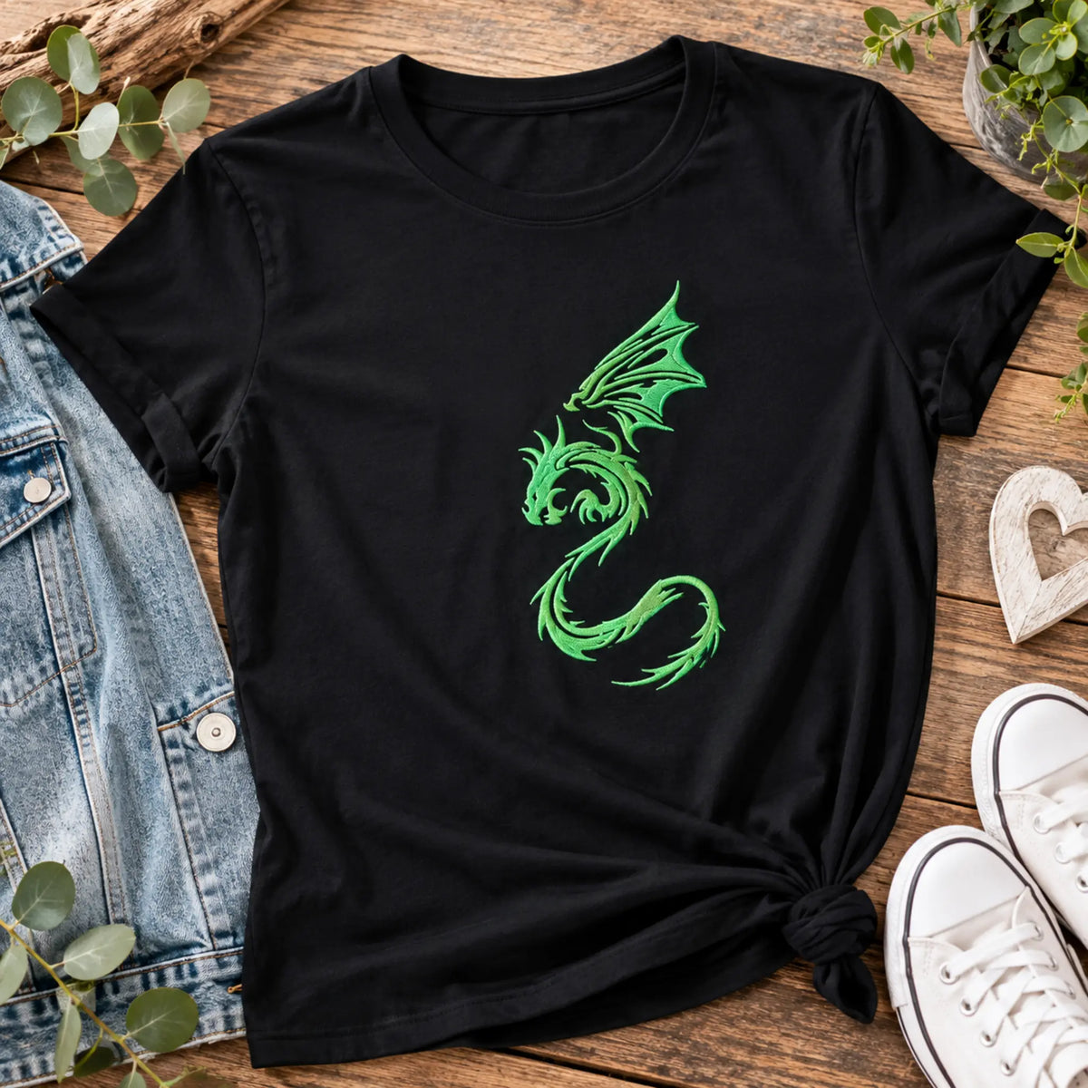 Drachen Stickdatei Sharok Tribal – Fantasy-Motiv für Jeansjacken & Textilien