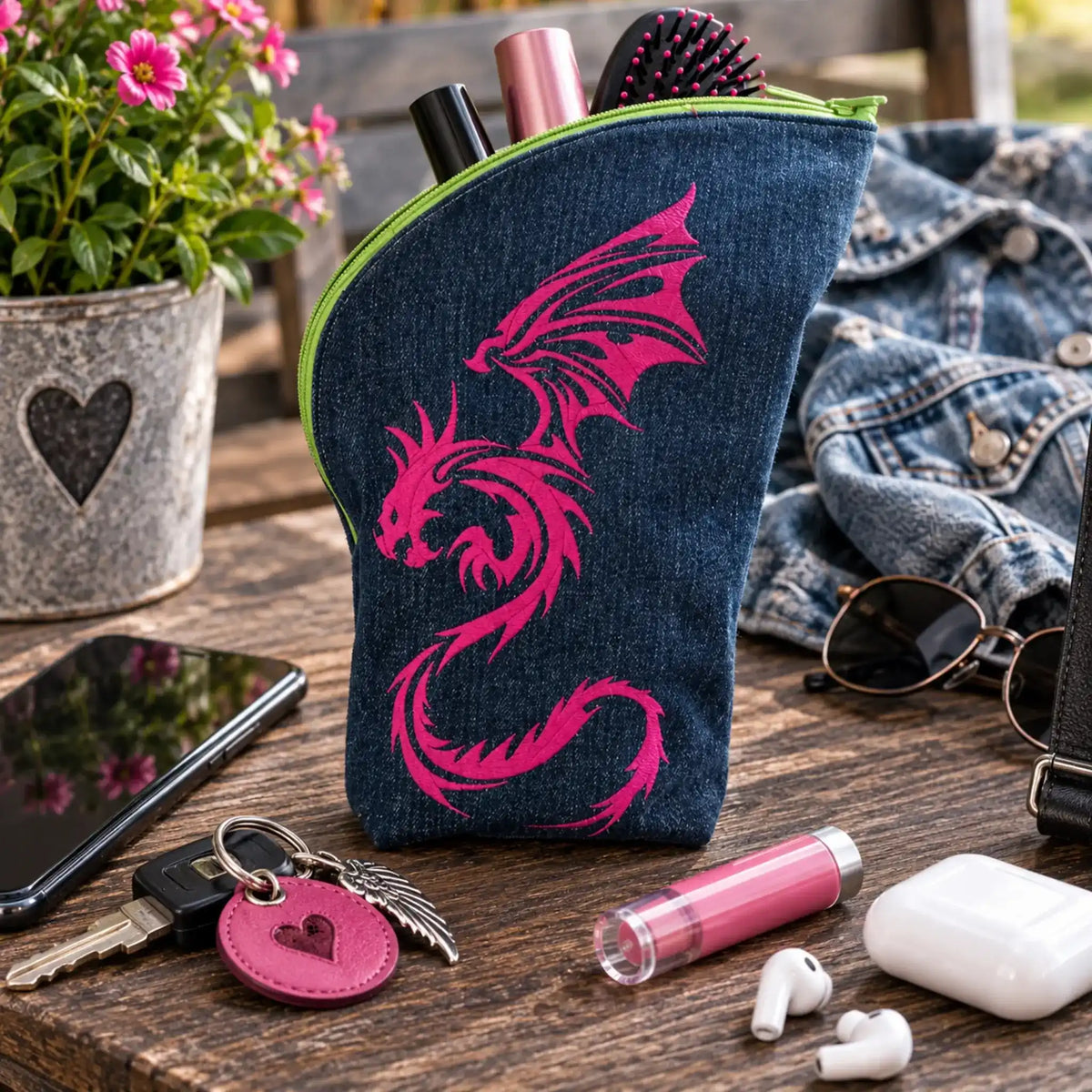 Drachen Stickdatei Sharok Tribal – Fantasy-Motiv für Jeansjacken & Textilien