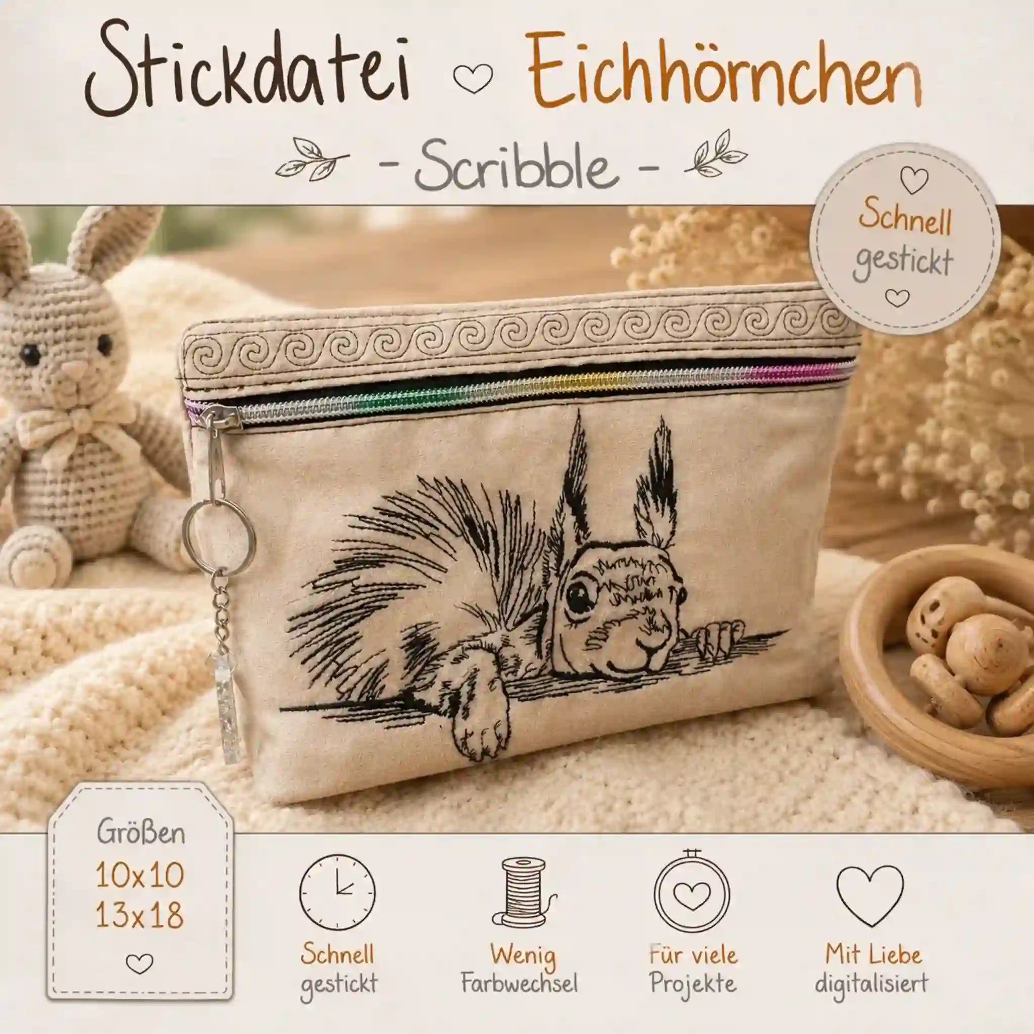 Stickdatei Eichhörnchen Kritzel
