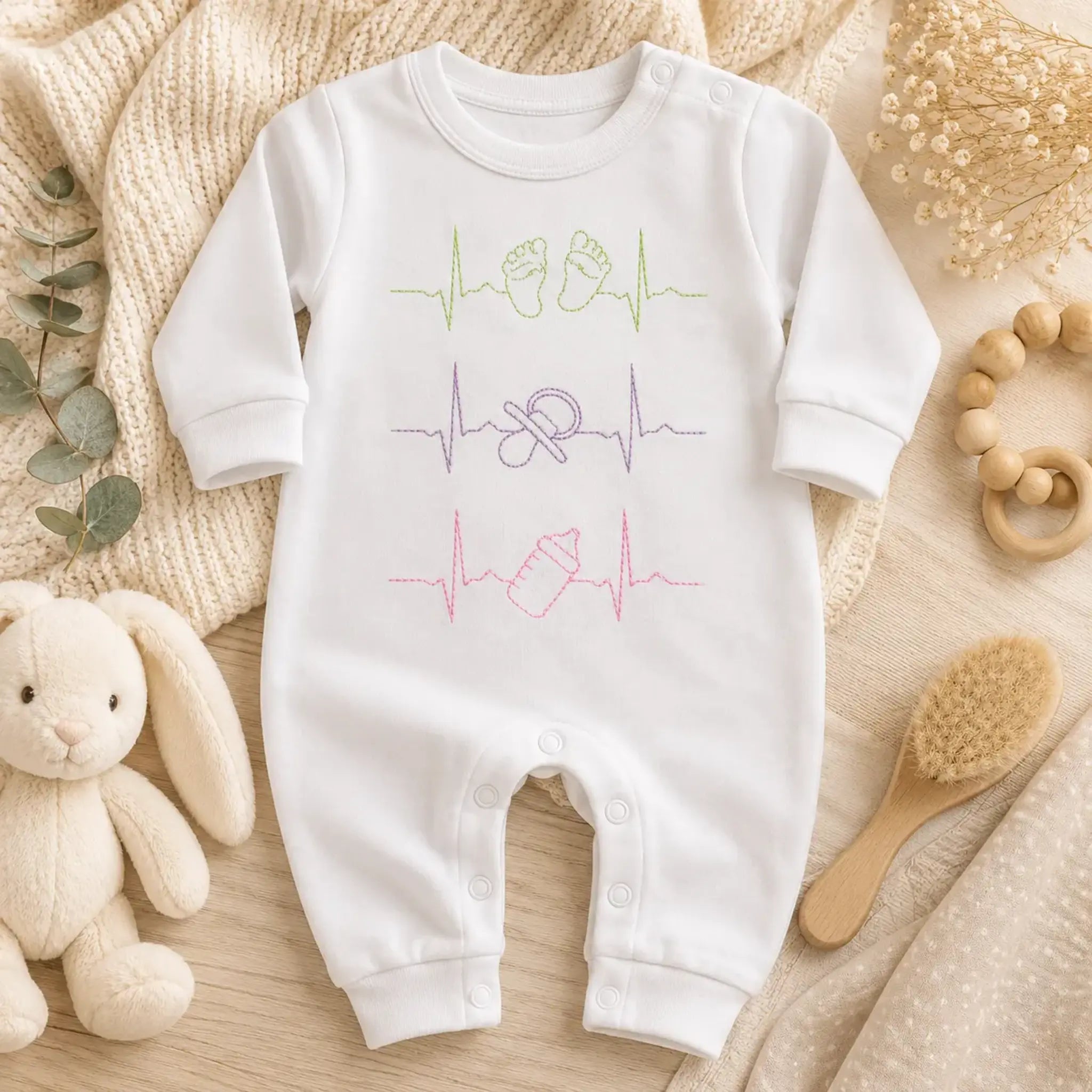 Stickdatei EKG Linien Baby