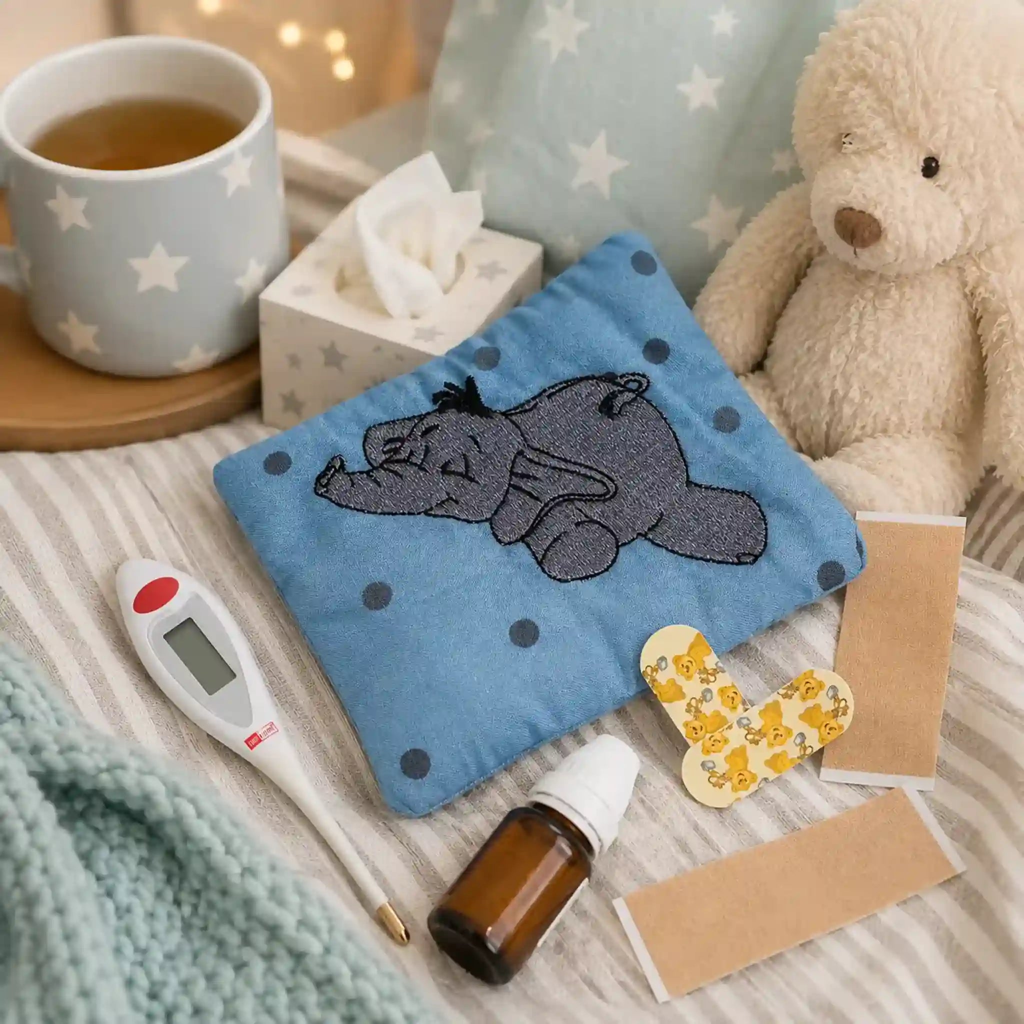 Stickdatei Elefant Berti - Vollstick & Doodle-Applikation
