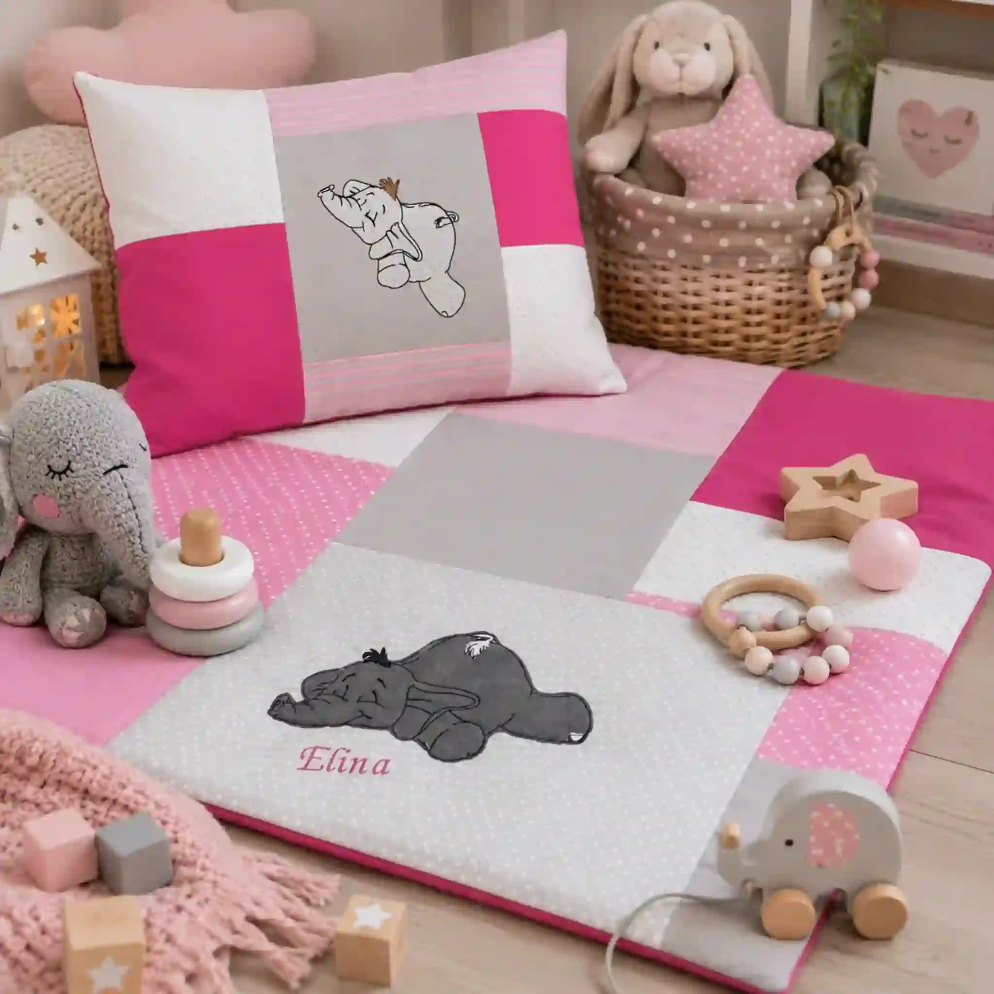Stickdatei Elefant Berti - Vollstick & Doodle-Applikation