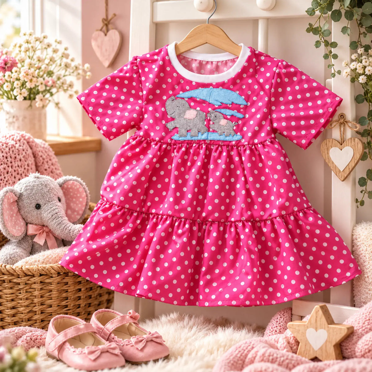 Stickdatei Elefant Elefantenmami mit Baby Doodleapplikation