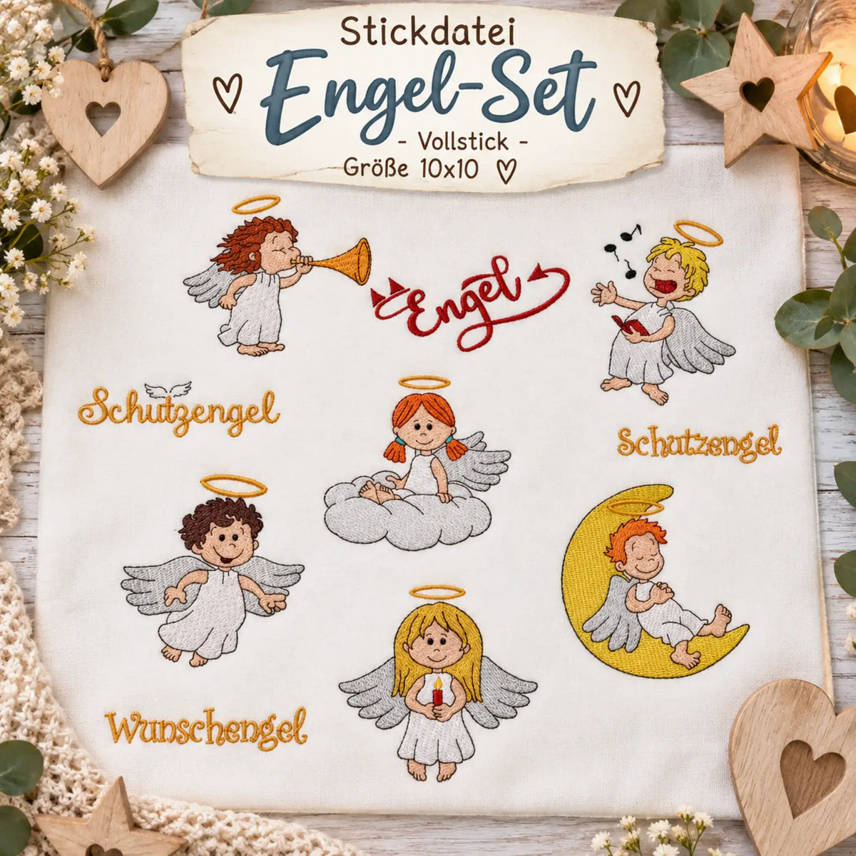 Stickdatei Engel Vollstick Set
