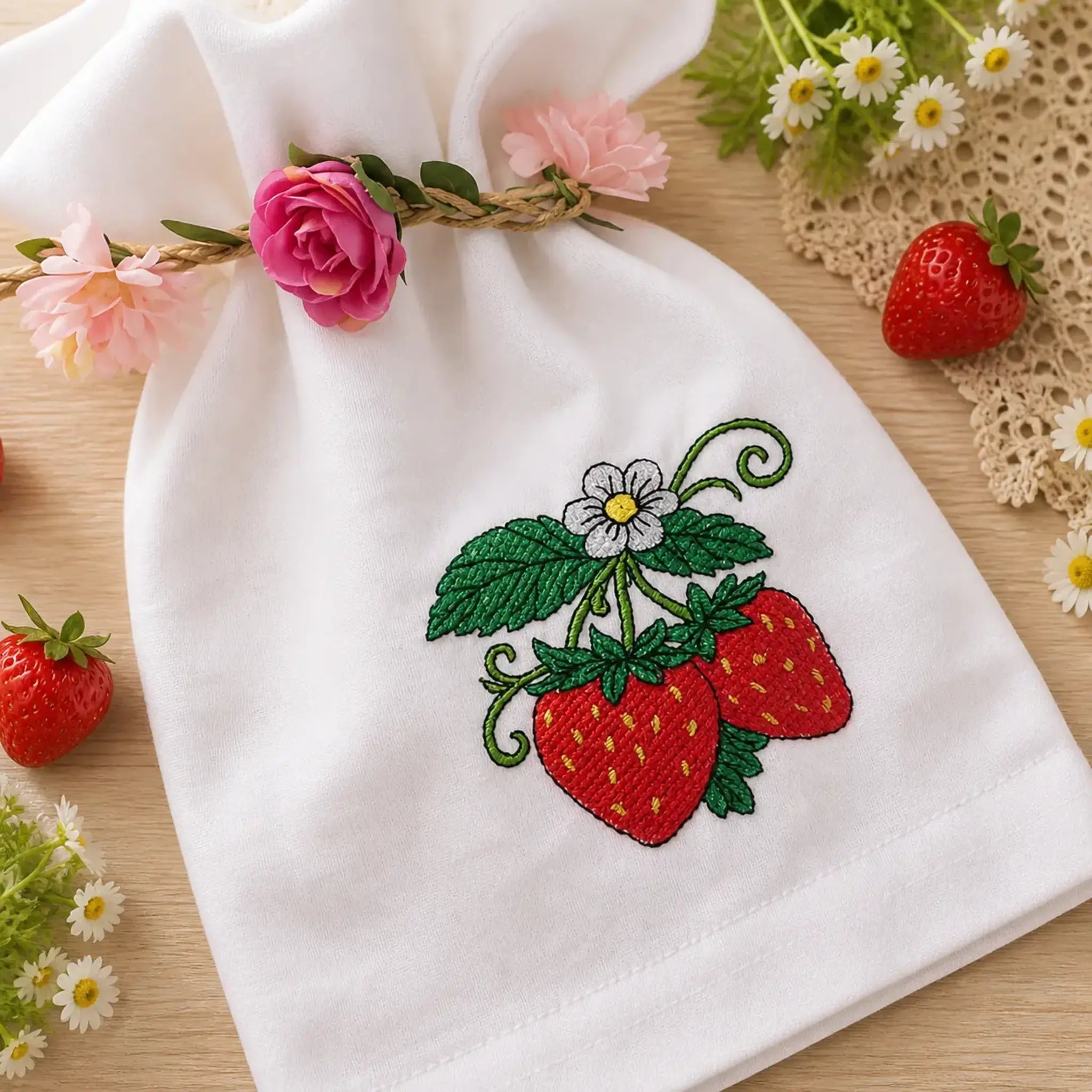 Stickdatei Erdbeerfreuden 🍓 – Scribble & Vollstick