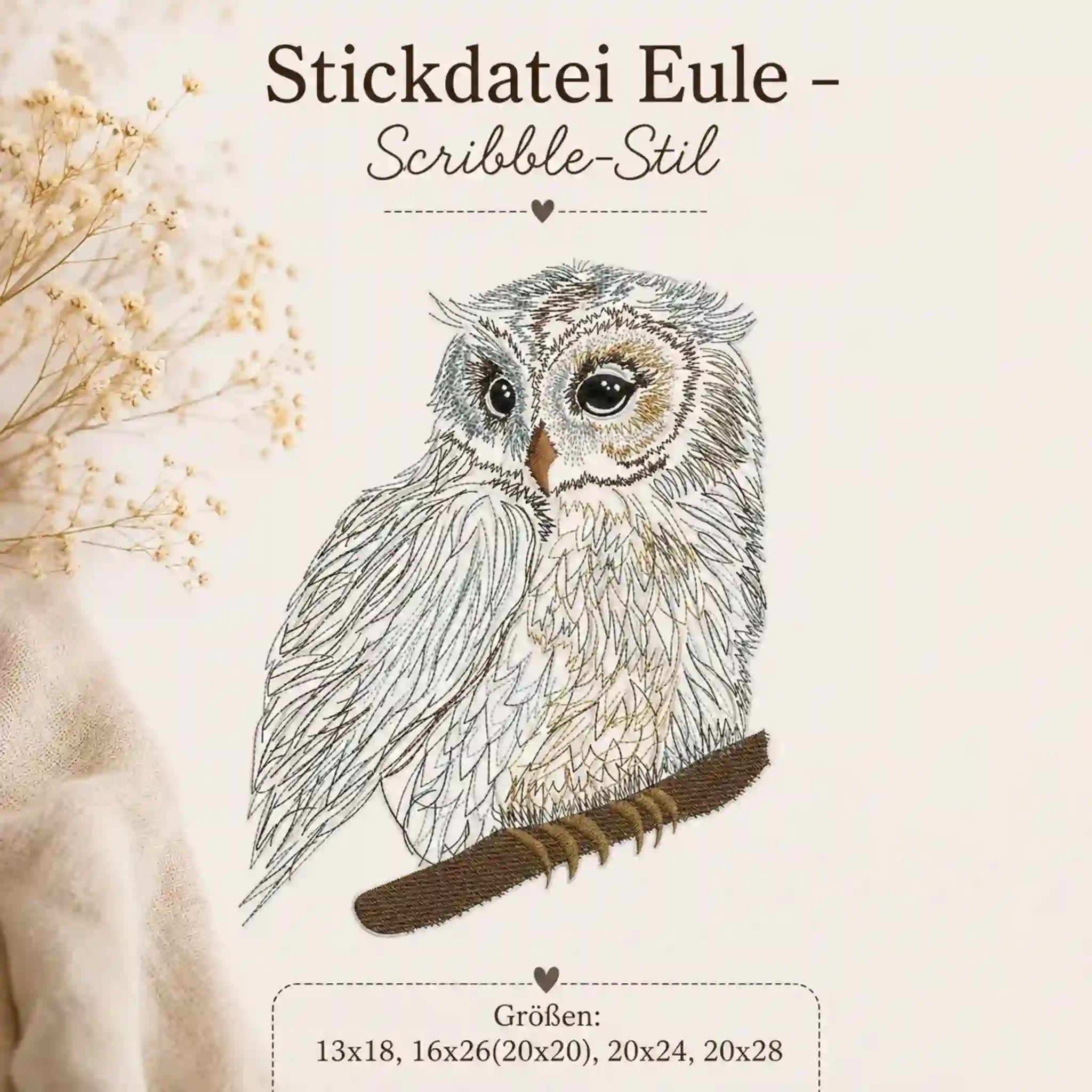 Stickdatei Eule Kritzel