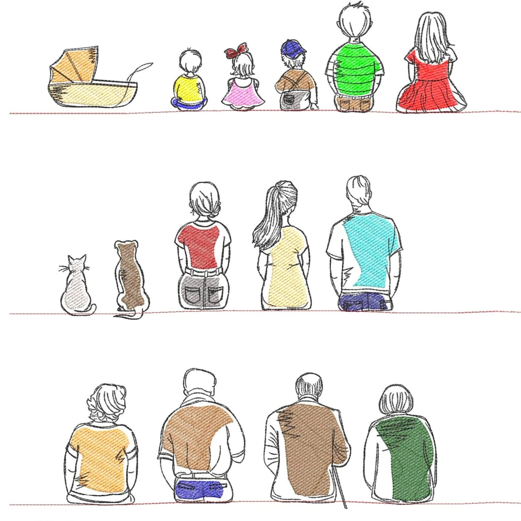 Stickdatei Familie und Freunde Baukasten