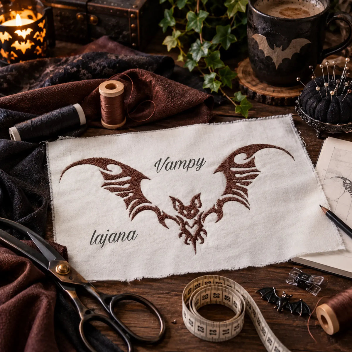Stickdatei Fledermaus Vampy 🦇 Tribal Tattoo Style