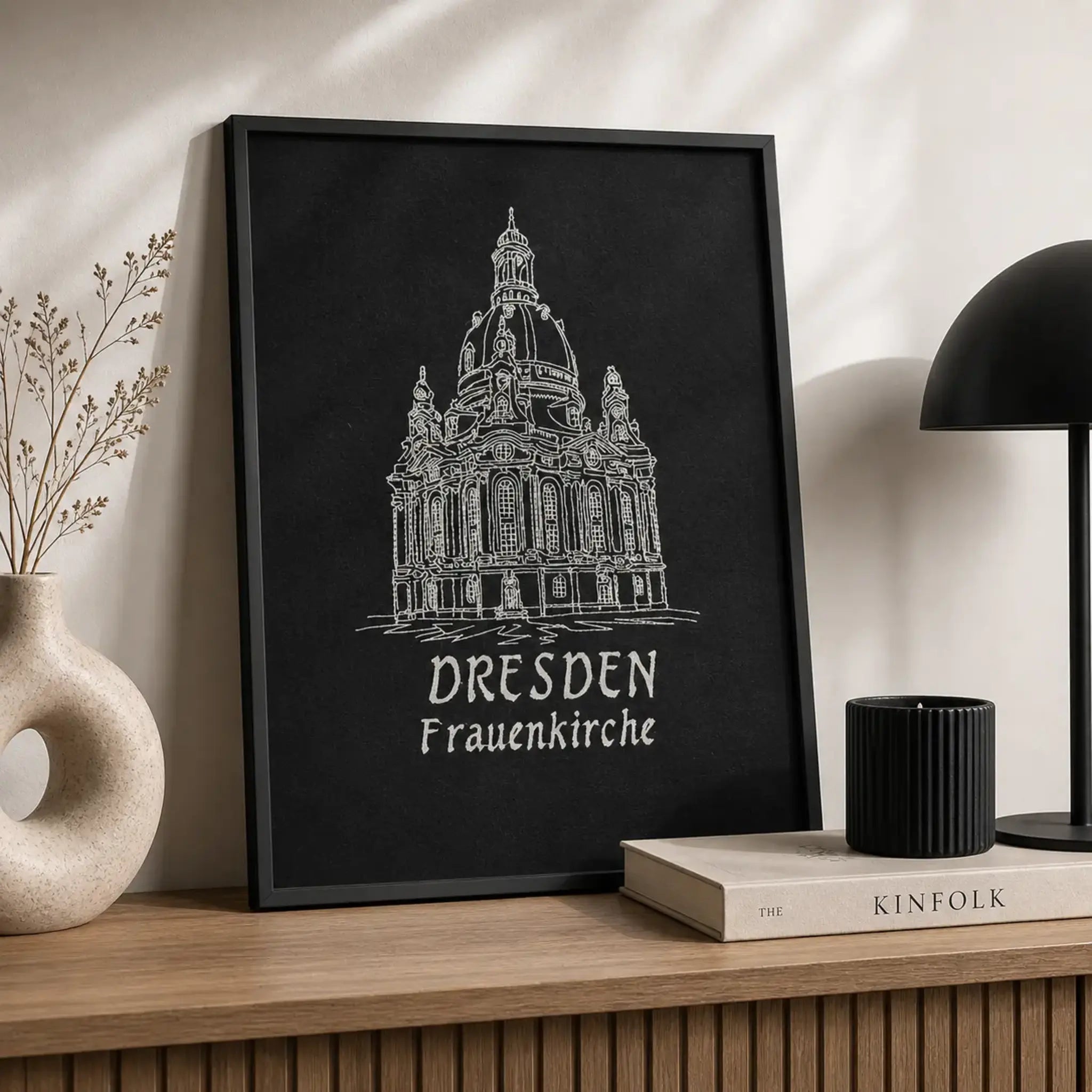 Stickdatei Frauenkirche Dresden 🏛️ – Scribble-Motiv mit Schriftzug