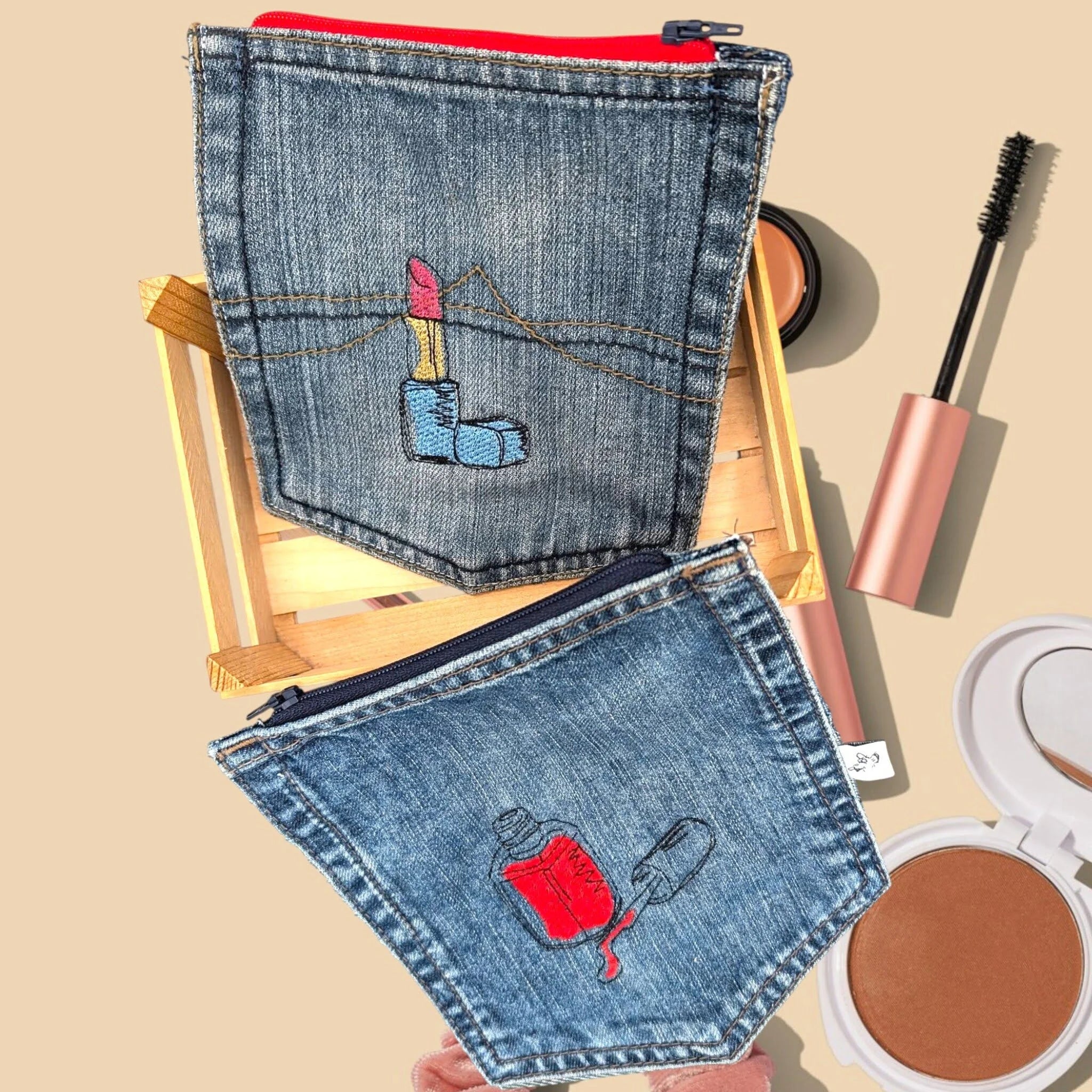 Stickdatei Kosmetik-Motive - Perfekt für Taschen, Shirts und Pouches
