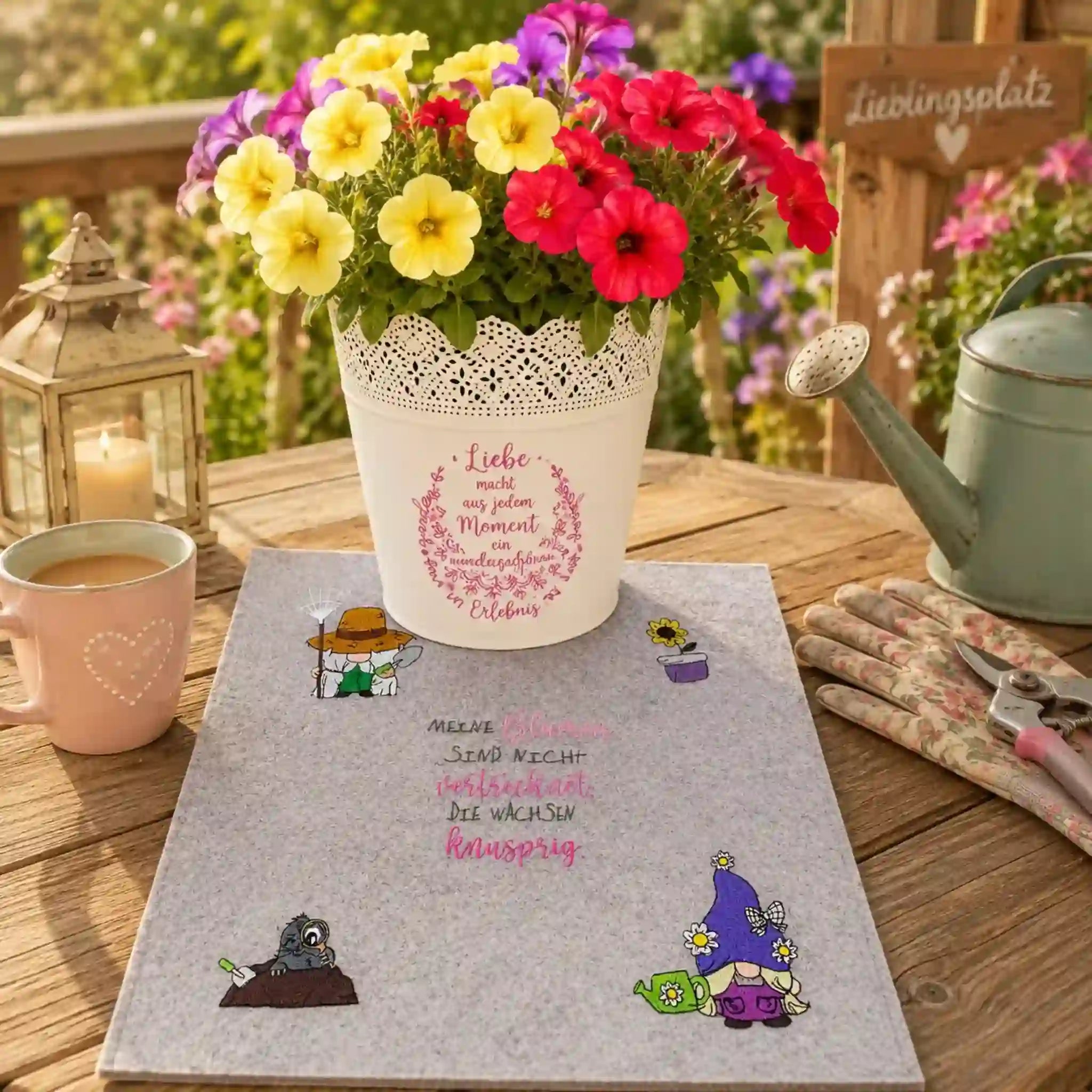 Stickdatei Garten- und Grillwichtel mit Sprüchen 🌿 – 5 Motive + 2 Sprüche
