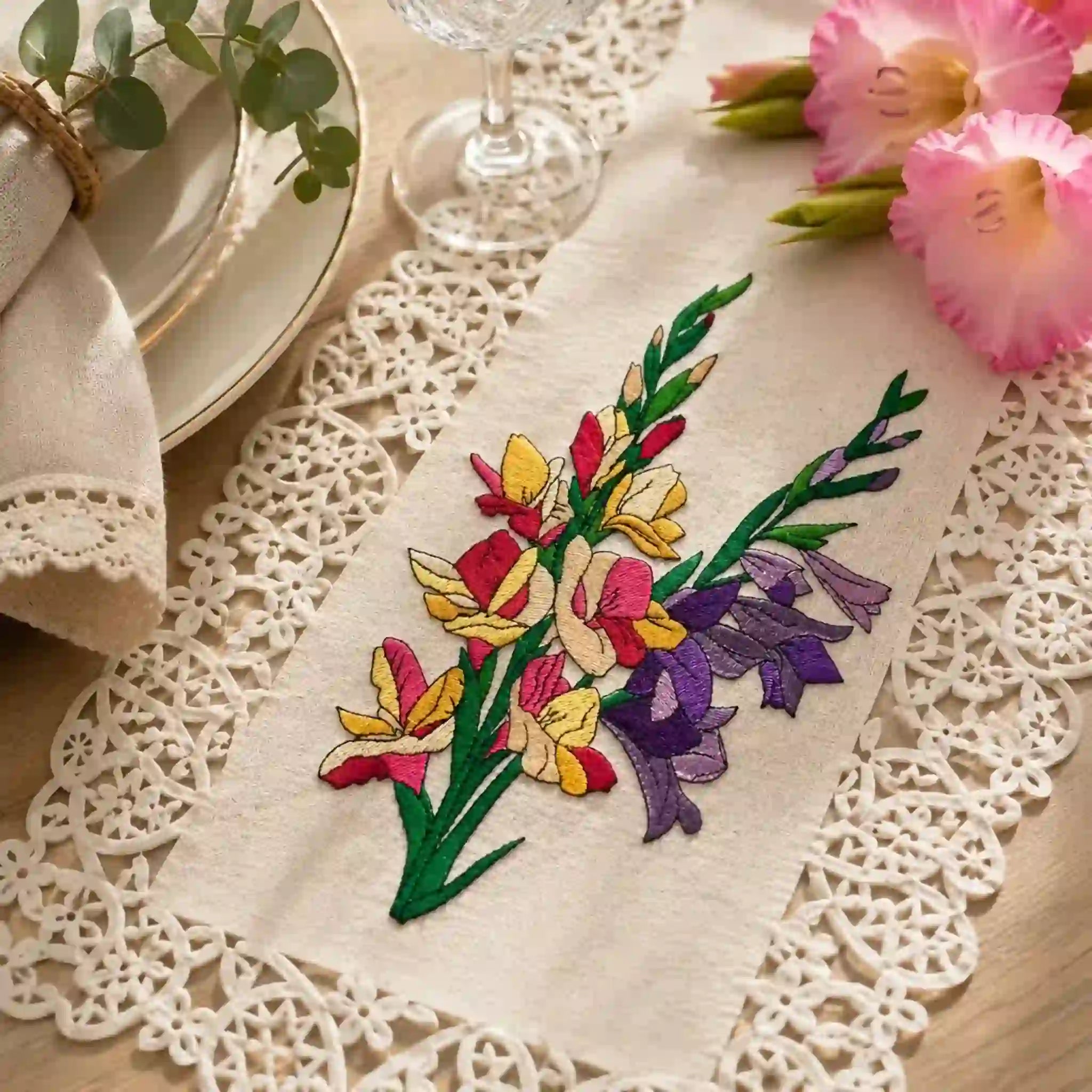 Stickdatei Blumen Gladiolen 🌸 – Vollstick | 13x18 & 16x26cm